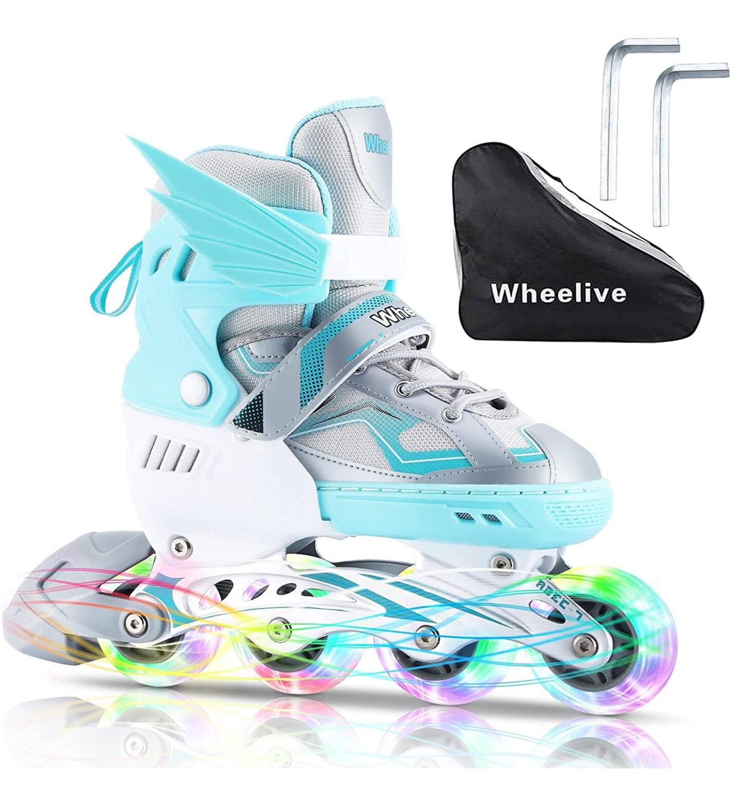Wheelive Adjustable Inline Skates for Kids | Outdoor Roller Blades with Light-Up Wheels | Blue Small-Little Kid Size 11J-1.5 - Buy Online on SooperMarket.com