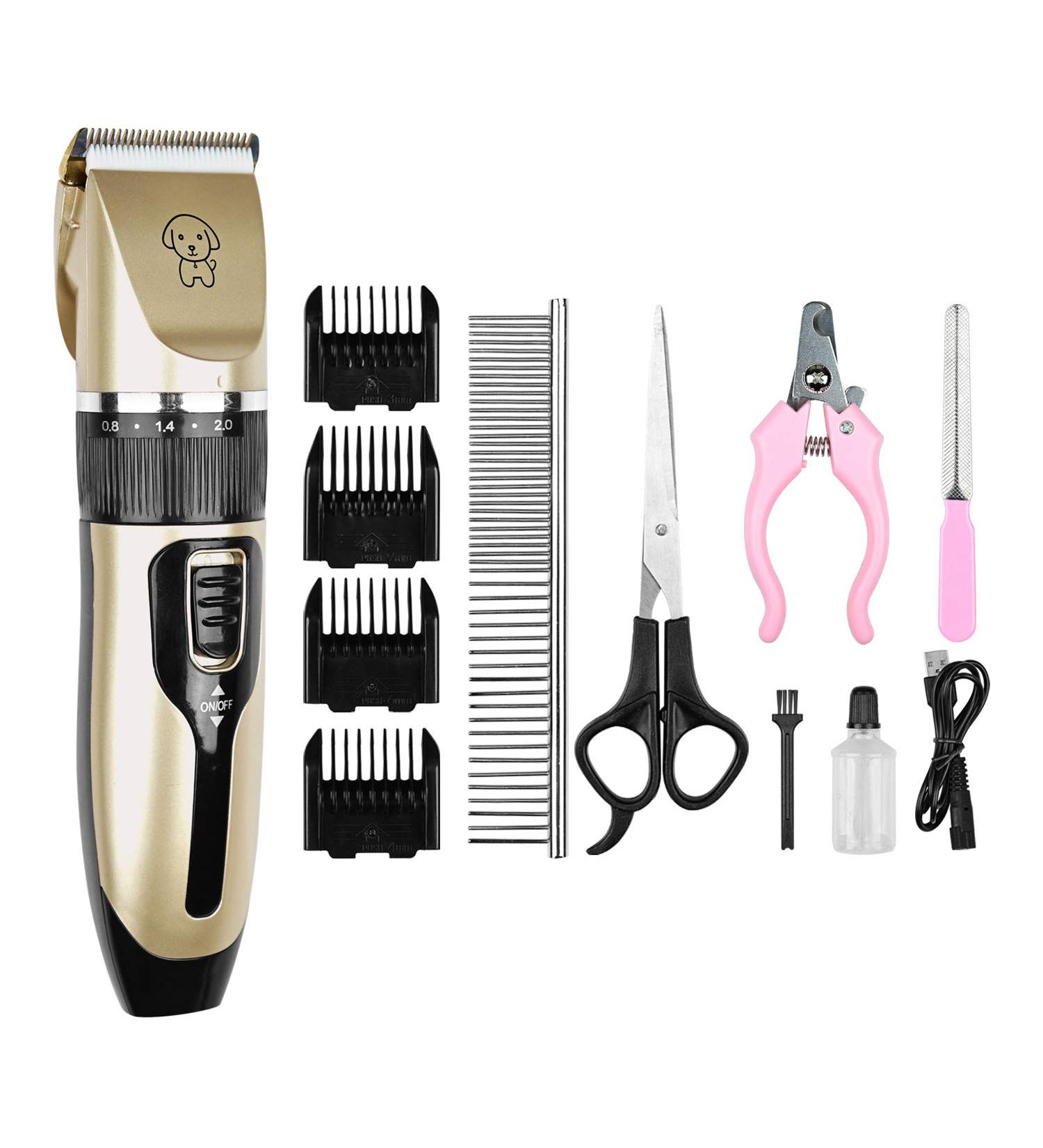 Podazz Electric Dog Grooming Kit Pet Clippers for Small Medium Large Breeds Pet Shaver Low Noise Dog Hair Trimmer Kit Rechargeable Cordless Dog Grooming Clippers Electric Pet Clippers Gold - Buy Online on SooperMarket.com
