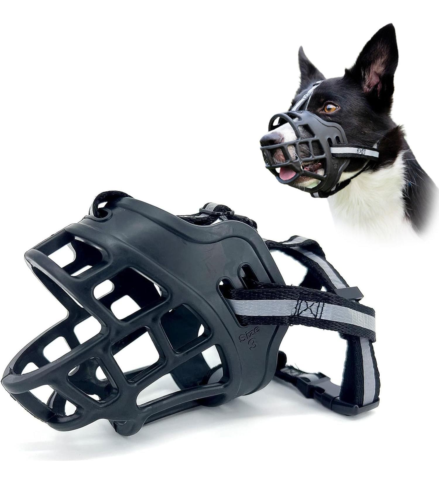 Dog Muzzle for Large Breed Adjustable Dogs Muzzles for Xl Bully Breathable Basket Muzzle with Reflective Strip to Prevent Biting Barking Chewing (X-Large) XLarge - Buy Online on SooperMarket.com
