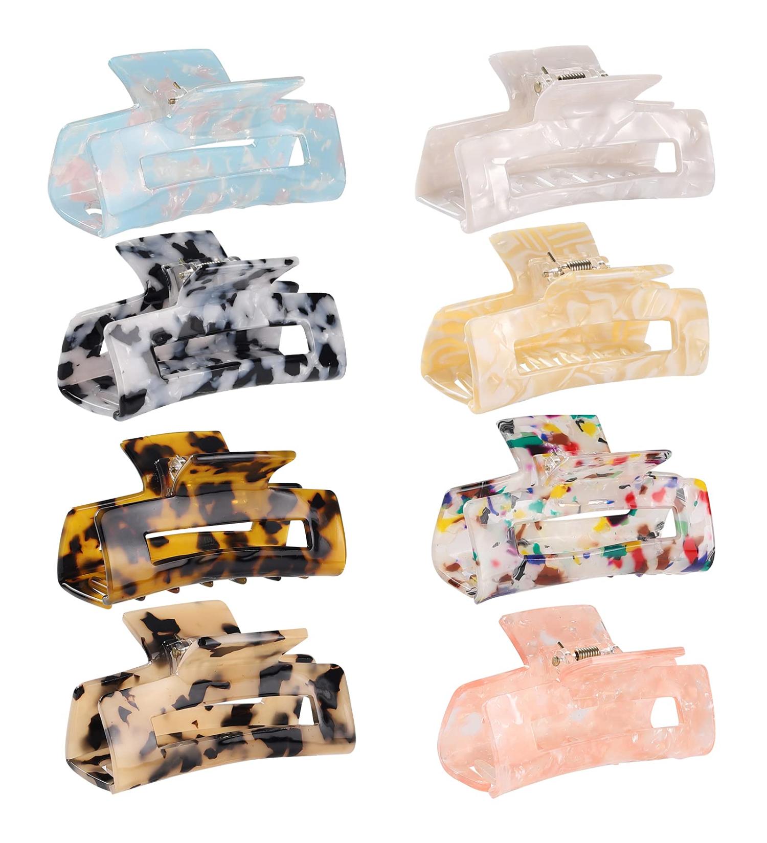 Celluloid Tortoise Rectangle Hair Claw Clips - Fashion Barrettes - Buy Online on SooperMarket.com