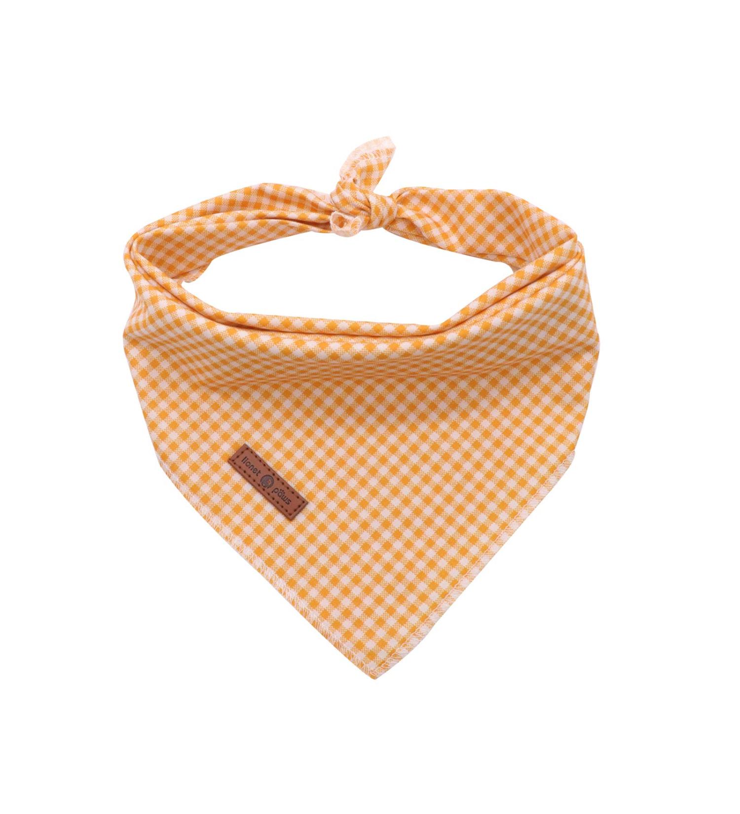 Lionet Paws Dog Bandana Headscarves - Triangle Scarf Yellow & White Checked LL | Stylish Pet Accessory for All Breeds - Buy Online on SooperMarket.com