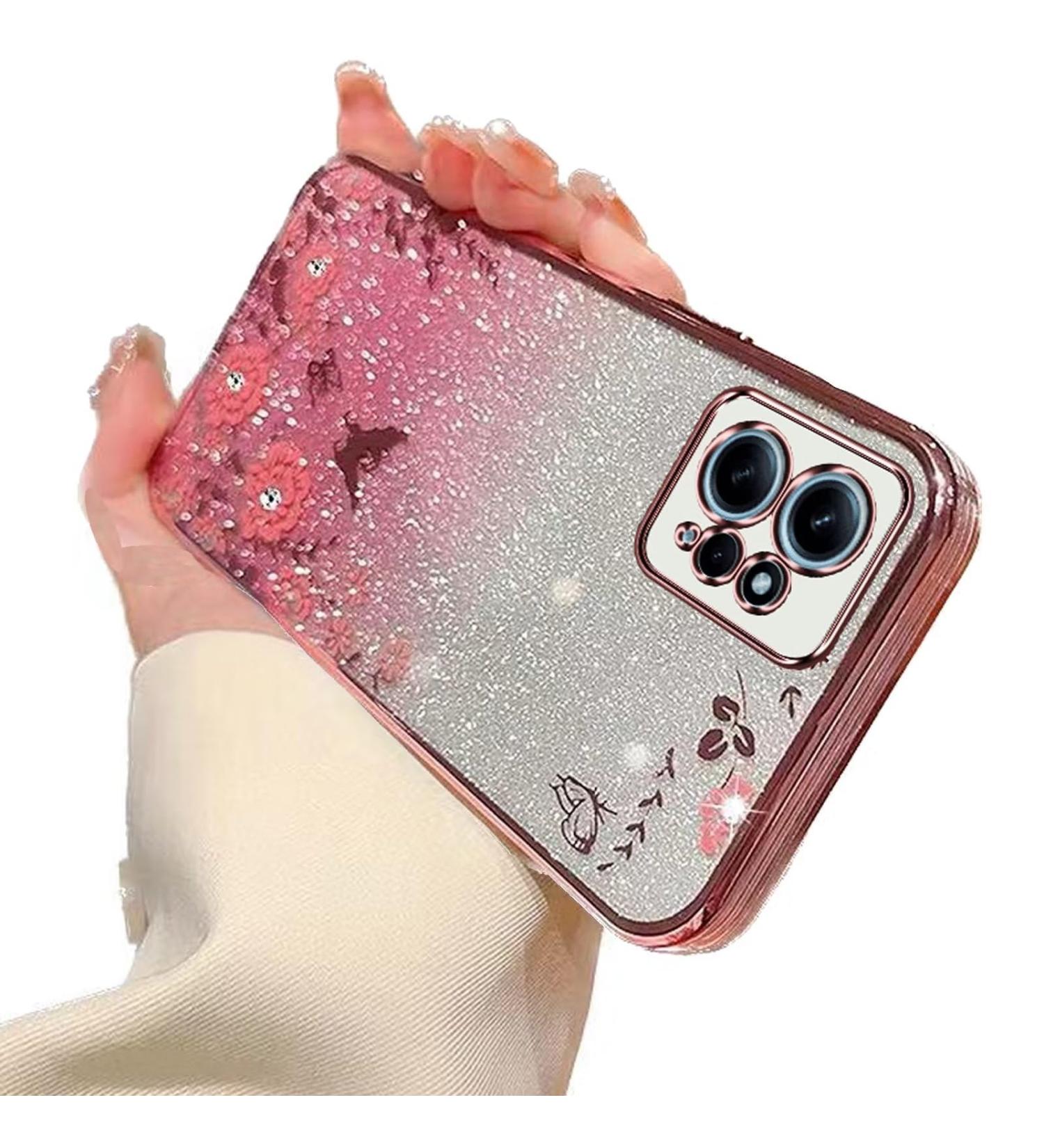 Tivenfezk Glitter Diamond Case for Xiaomi Redmi Note 12 4G - Sparkle Flower Butterfly Design Soft Silicone Protective Cover - Buy Online on SooperMarket.com