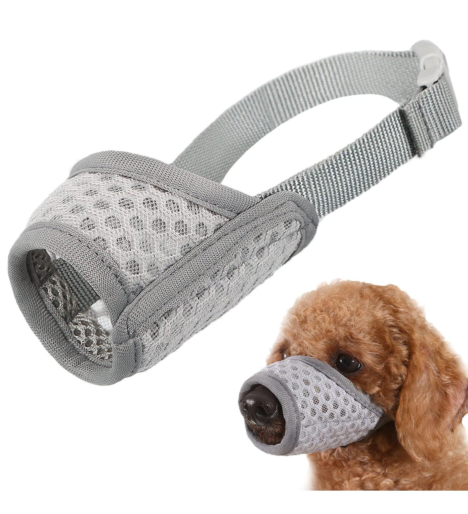 Breathable Dog Muzzle for XXS to XXL - Adjustable for Chihuahua Beagle & Golden Retriever - Prevents Biting & Chewing Gray XS - Buy Online on SooperMarket.com