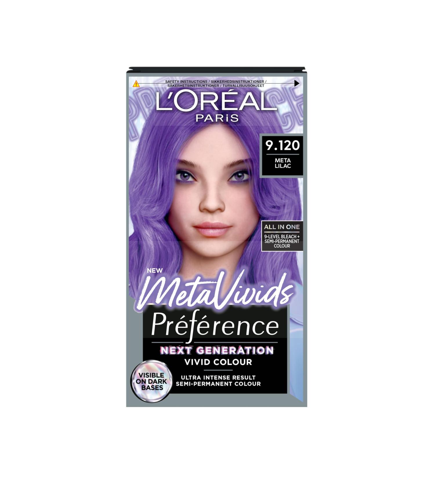 L'Oreal Paris Preference Meta Vivids Lilac 9.120 Hair Colour Kit - Semi-Permanent 2-in-1 Bleach & Colour - 1 Count - Buy Online on SooperMarket.com
