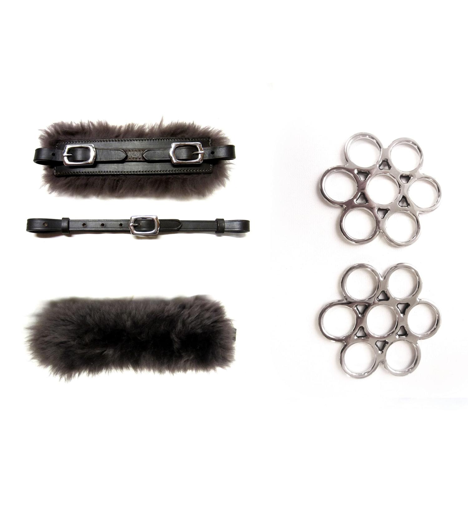 Buy PS Horse Article Set Bitless Bridle - Real Sheepskin Brown with Silver Fittings | International Shipping Available - Buy Online on SooperMarket.com