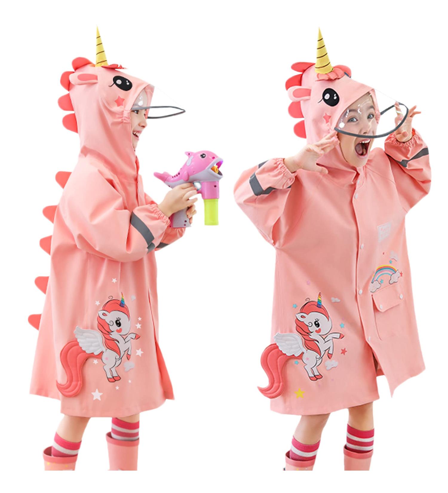Kids XL Unicorn Raincoat for Girls & Boys | Waterproof Rainsuit | Toddler Poncho | 3D Cartoon Children Rainwear | Size XL/125-140 CM - Buy Online on SooperMarket.com