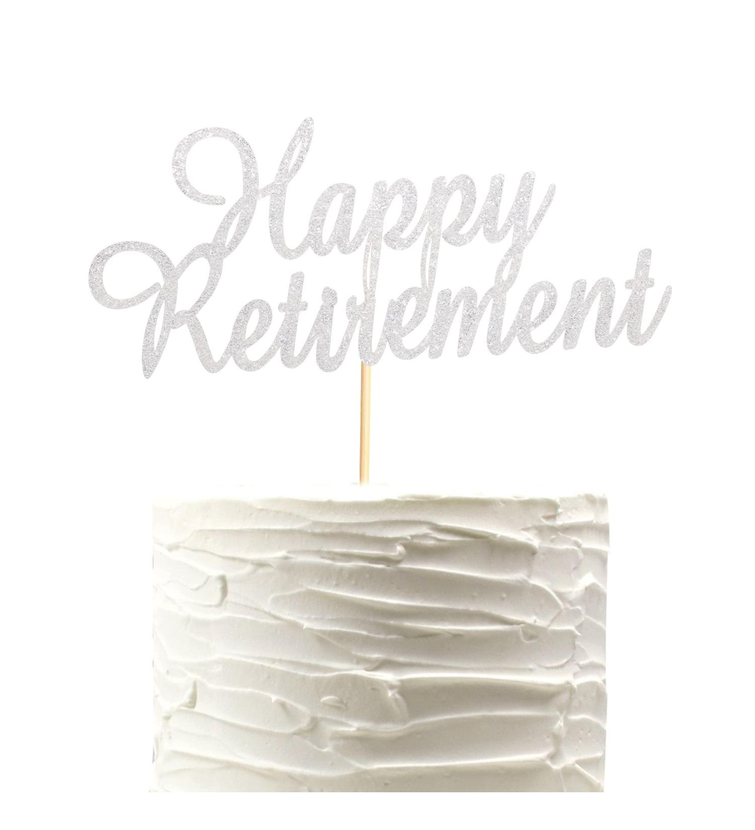 Arthsdite Happy Retirement Cake Topper Retired Cake Pick Retirement Theme Birthday Party Cake Decorations Supplies - Silver Glitter - Buy Online on SooperMarket.com