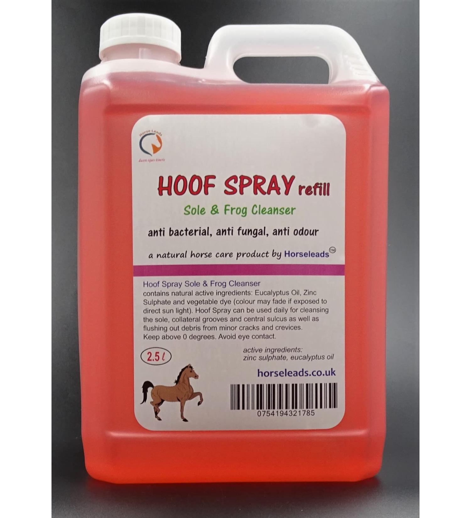 Hoof Spray Refill 2.5 Litre Sole and Frog Disinfectant Antiseptic Cleanser by Horse Leads for thrush for horses