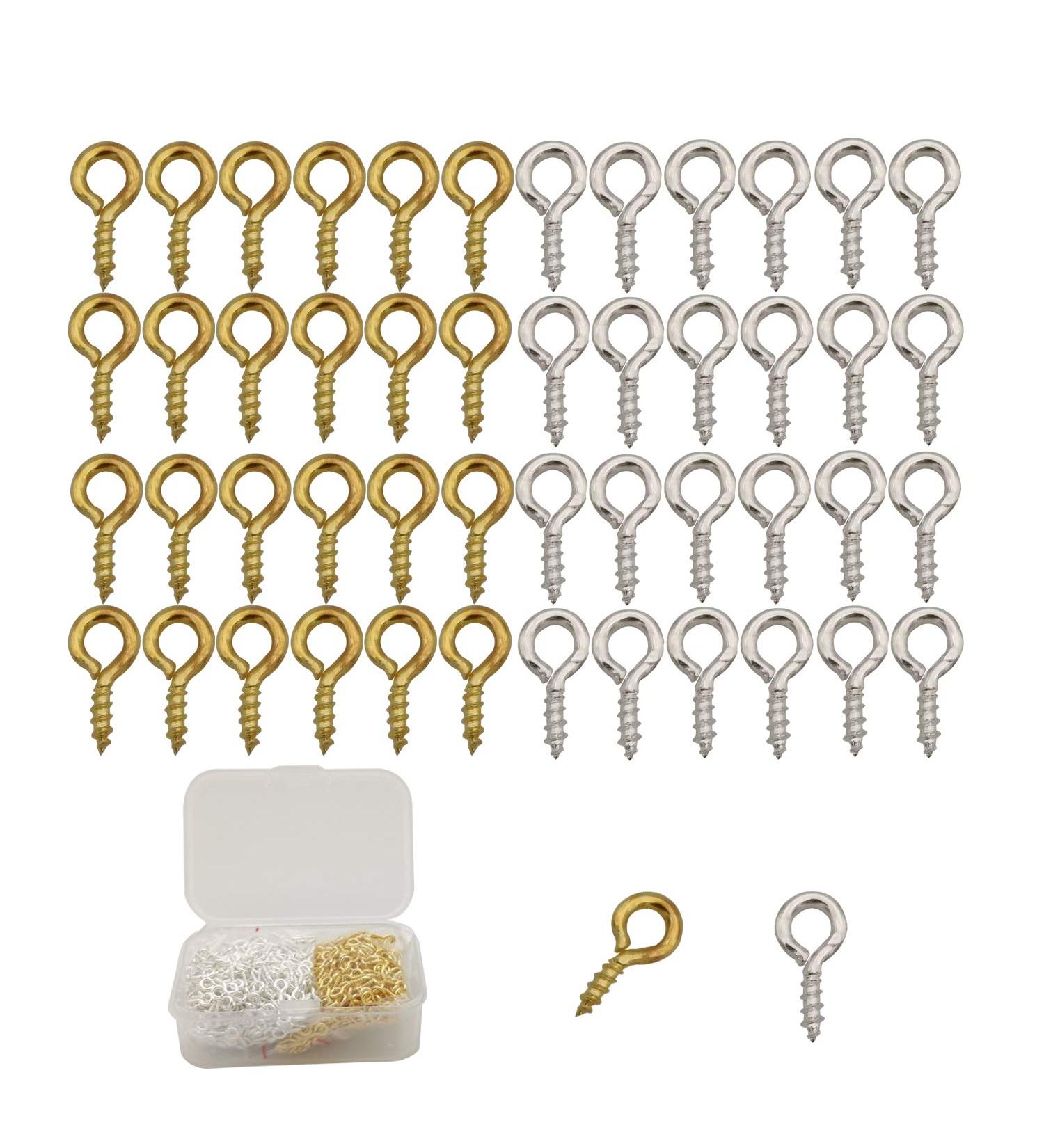 1000pcs Small Screw Eyes Pins for Jewelry Making - Silver & Gold 8mm x 4mm Mini Eyelet Hooks for Resin Clay Ornament Keychains - Buy Online on SooperMarket.com