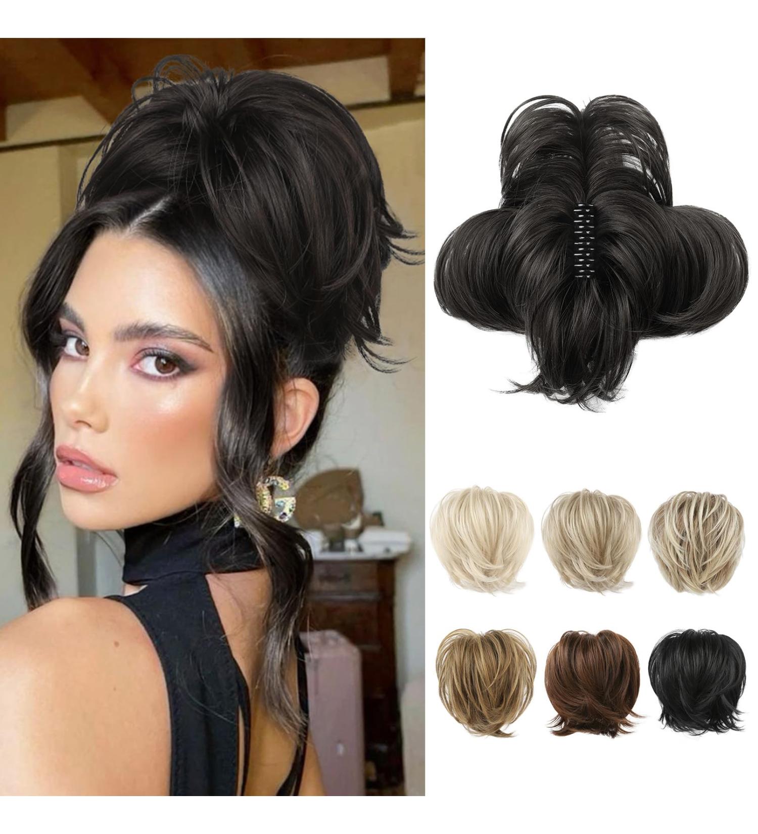 REECHO Messy Bun Hair Piece Claw Clip Short Ponytail Extension - Black Brown - Buy Online on SooperMarket.com