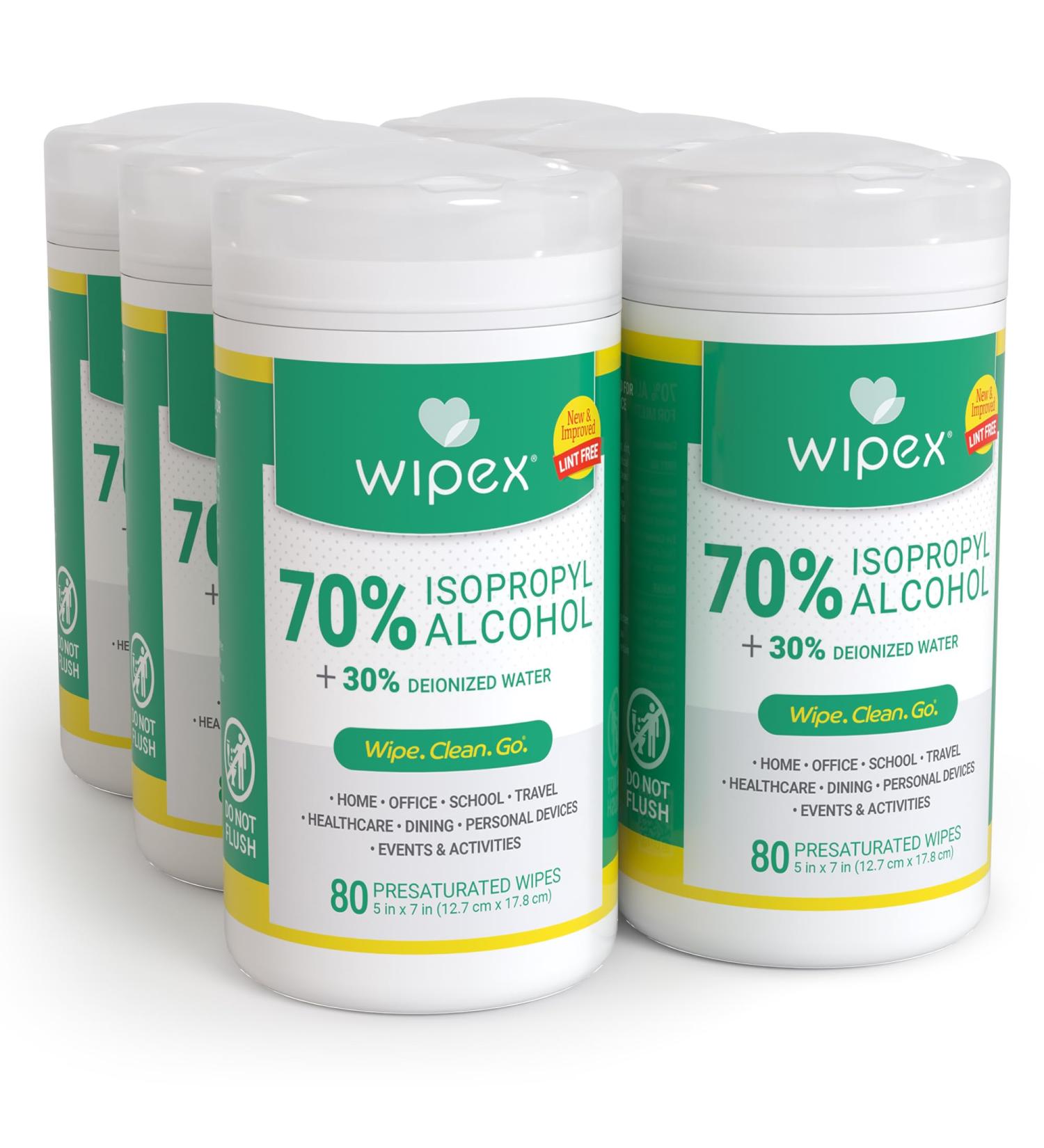 Wipex Alcohol Wipes for Electronics - 70% Isopropyl Tech Wipes for Computers & iPhones | Lint-Free Screen Cleaning - 80 Count (Pack of 6 - Buy Online on SooperMarket.com