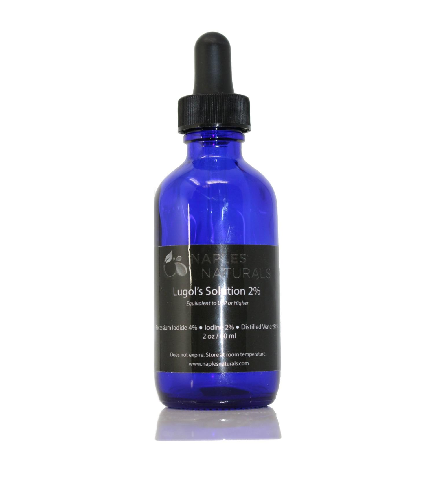 Naples Naturals Lugol's Iodine 2% Solution - 2 fl. oz. Cobalt Blue Glass Bottle - Buy Online on SooperMarket.com