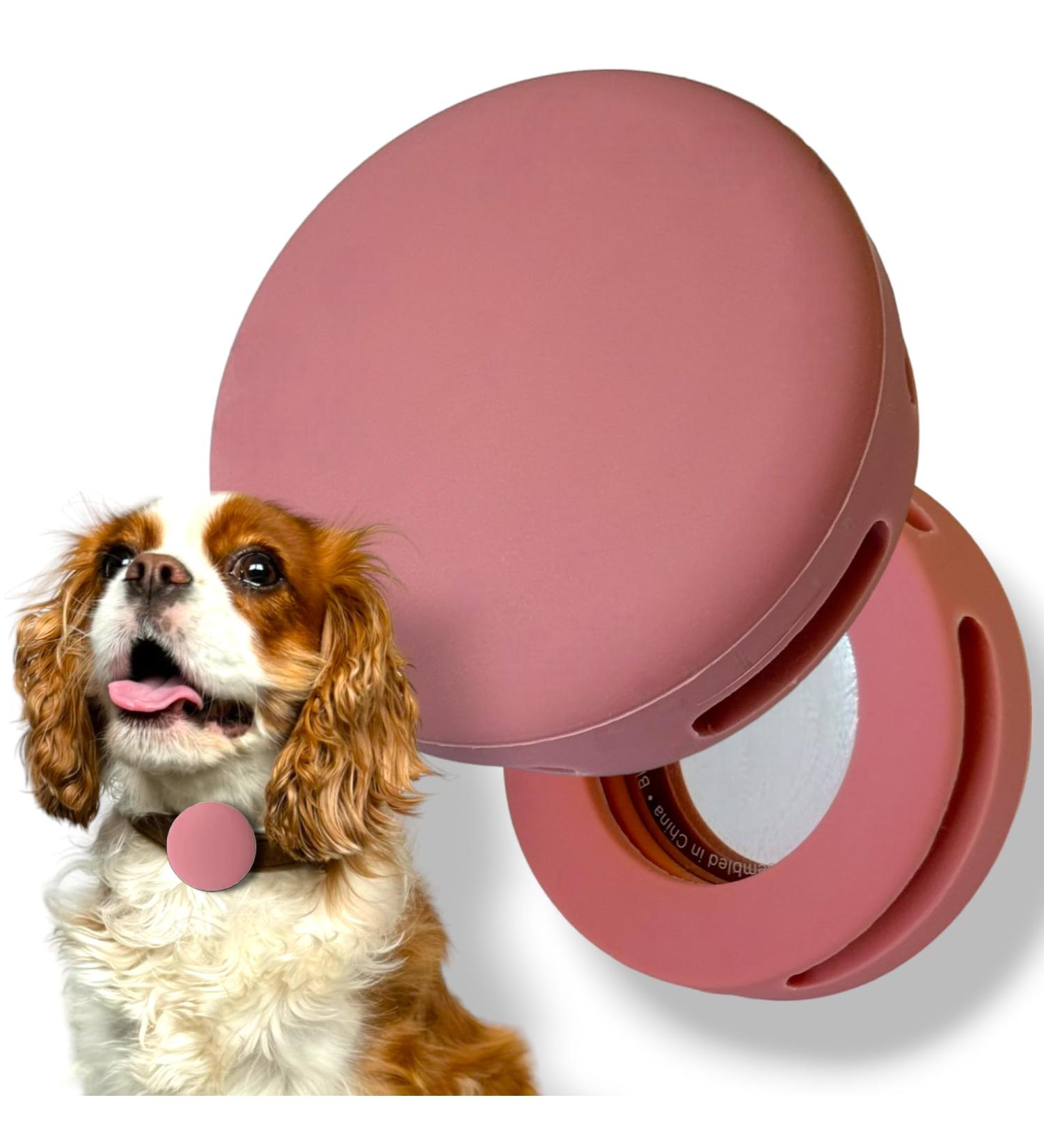 Moosh Silicone Airtag Holder for Dogs and Cats | Stylish & Safe Pet Tracker Accessory in Champagne Pink | Shop Internationally - Buy Online on SooperMarket.com