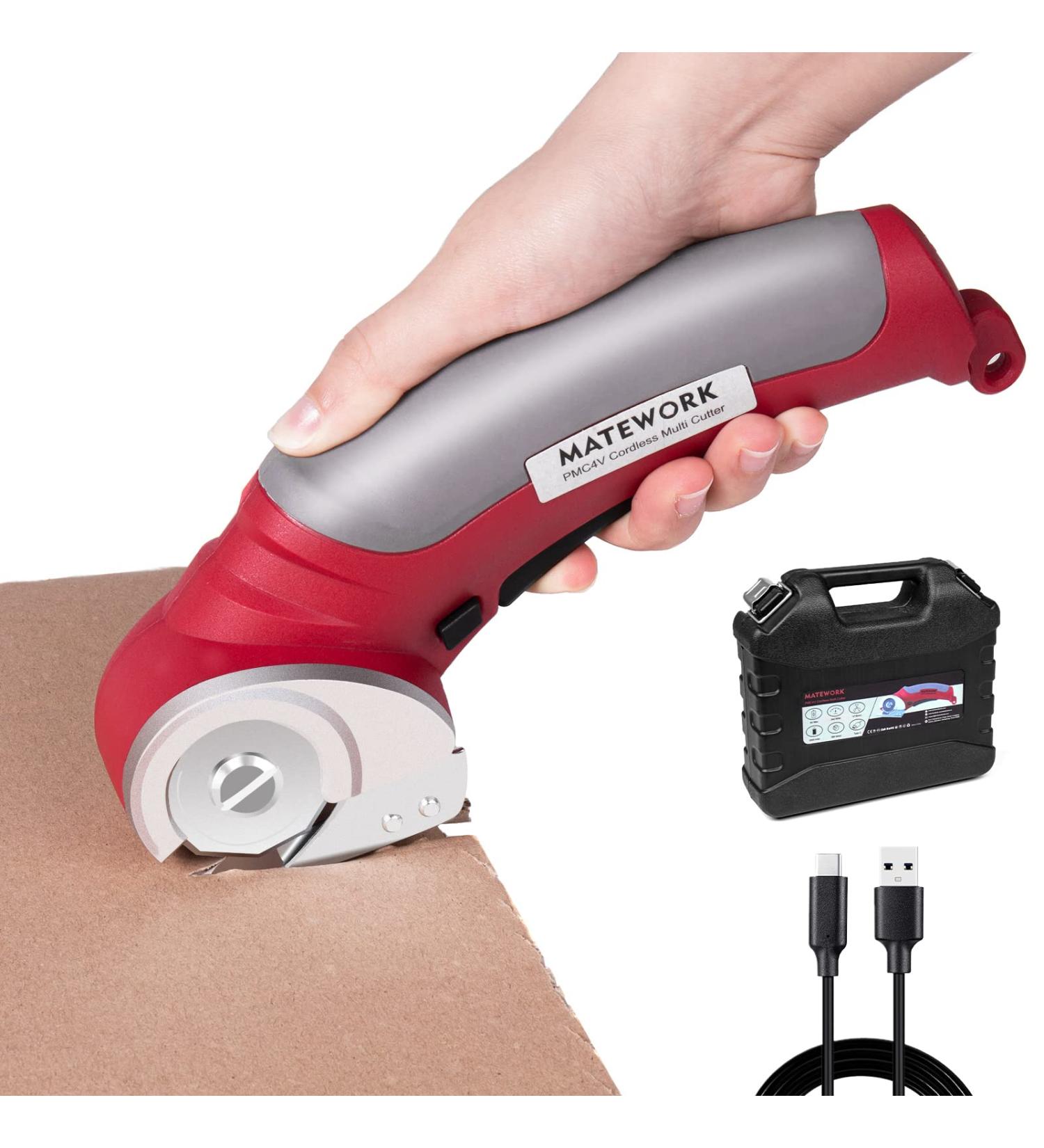 Matework Cordless Electric Scissors  4V Multi-Cutter with Suitcase  2000 mAh Cardboard Cutter with Self-sharpening Blade  Power Rotary Scissors for Carpet Leather - Buy Online on SooperMarket.com