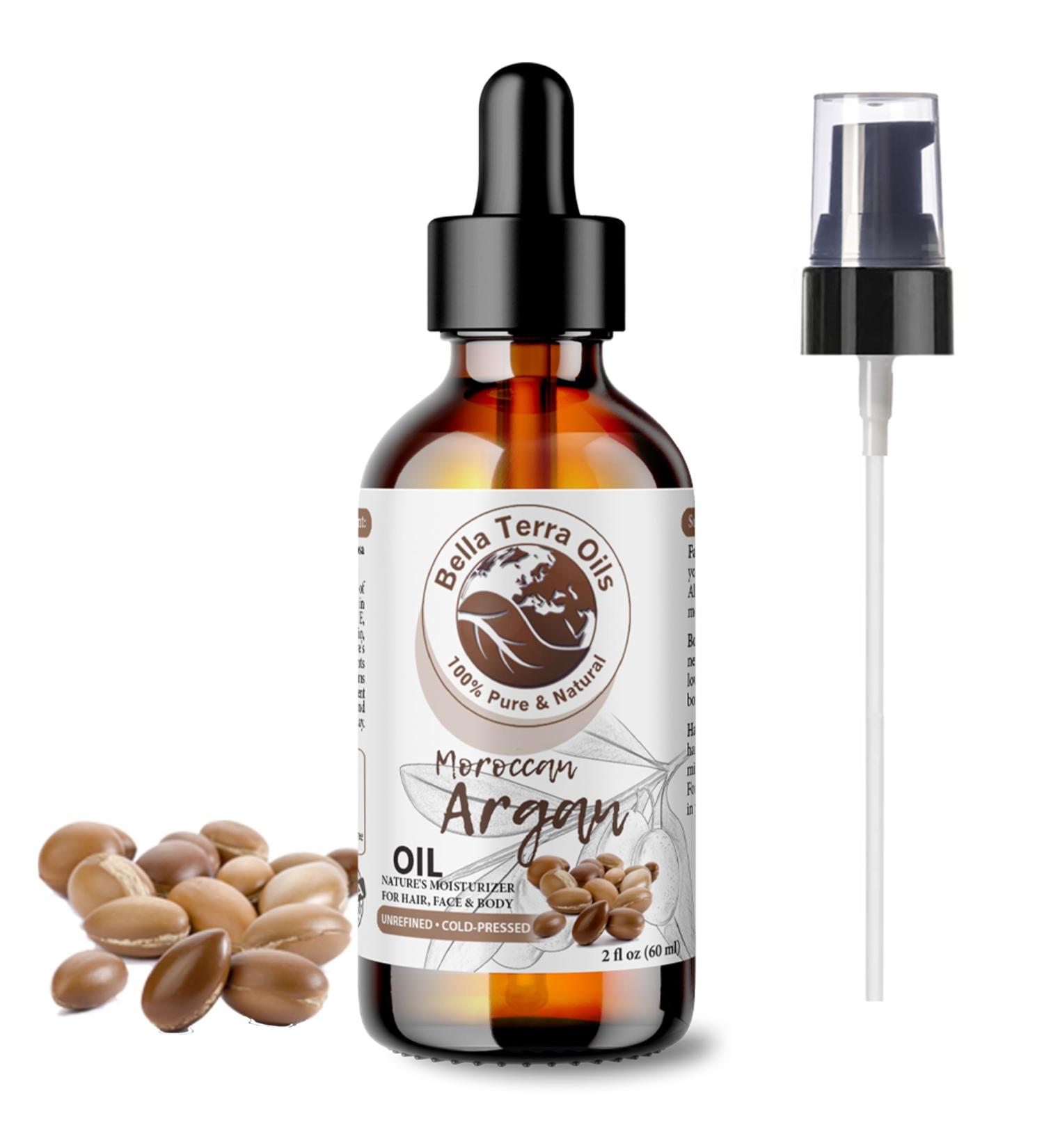 Bella Terra Argan Oil 2oz - Best Hair Oil for Frizzy Hair & Radiant Skin Packed with Vitamin E & Omega Fats - Nature's Serum (Pack of 1 - Buy Online on SooperMarket.com