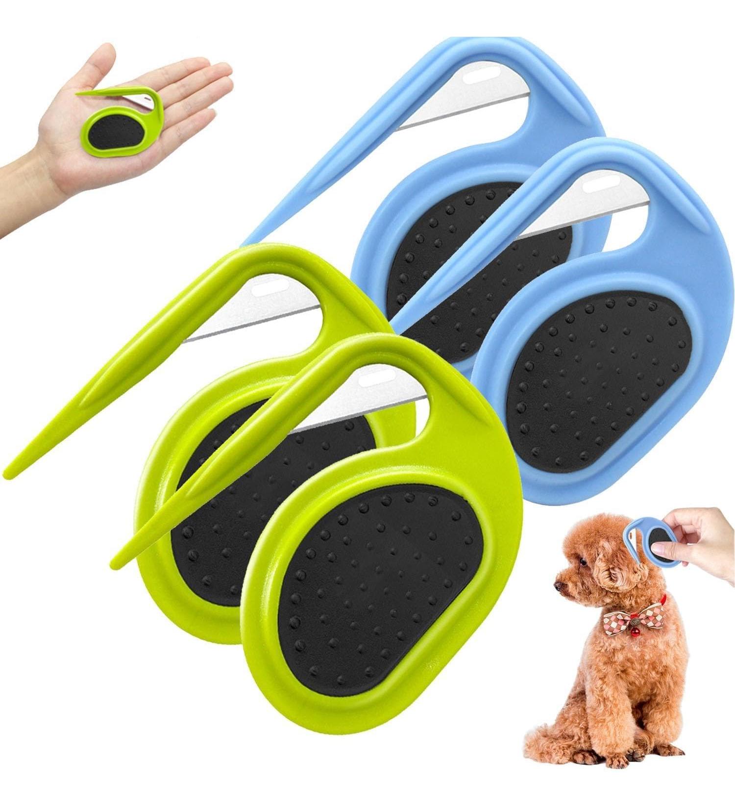 Pulunto Dog Comb Set - 4-Piece Pet Hair & Fur Care Kit for Dogs & Puppies | Open Knots Trimmer & Brush | Blue & Green - Buy Online on SooperMarket.com