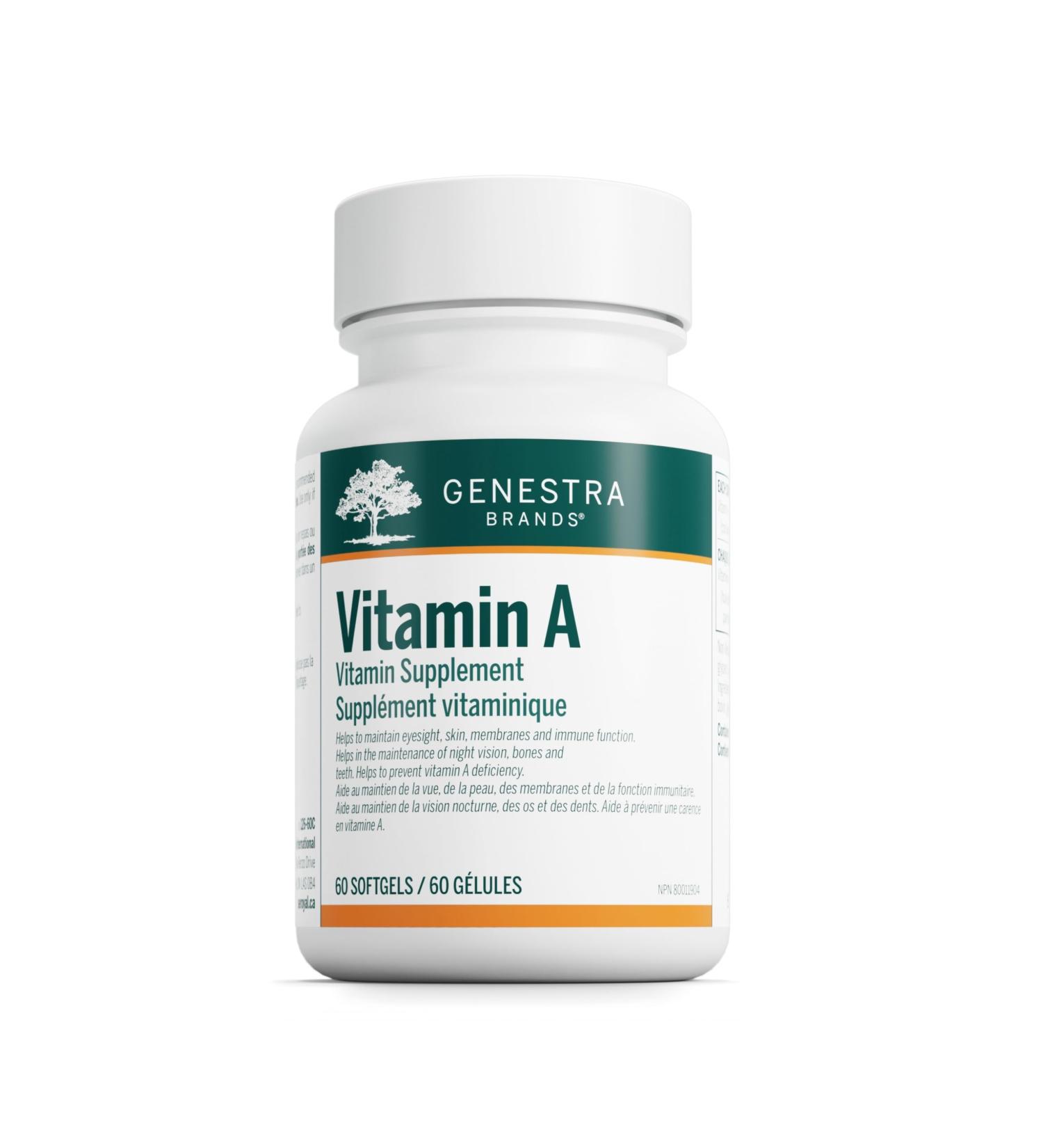Genestra Brands - Vitamin A - Helps Maintain Eyesight Skin Membranes and Immune Function - 60 Softgel Capsules - Buy Online on SooperMarket.com