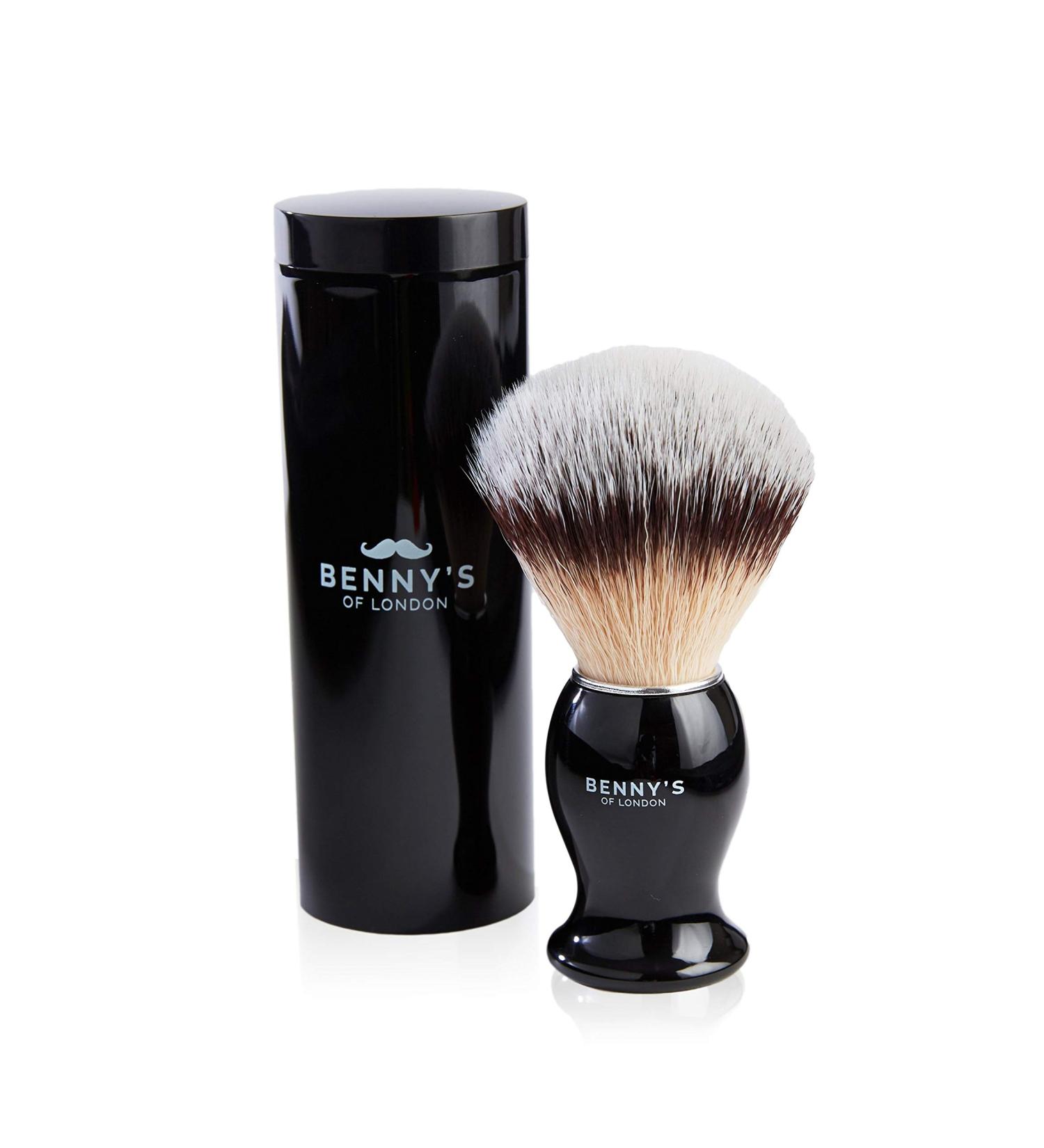 Shaving Brush | Free Travel Case | BENNY'S | Luxury Brush | Gentle Exfoliator | Removes Dirt Dead Skin and Reduce Blemishes | Men's Gift Idea | Creates The Best Shaving Cream Lather | Made in The UK - Buy Online on SooperMarket.com