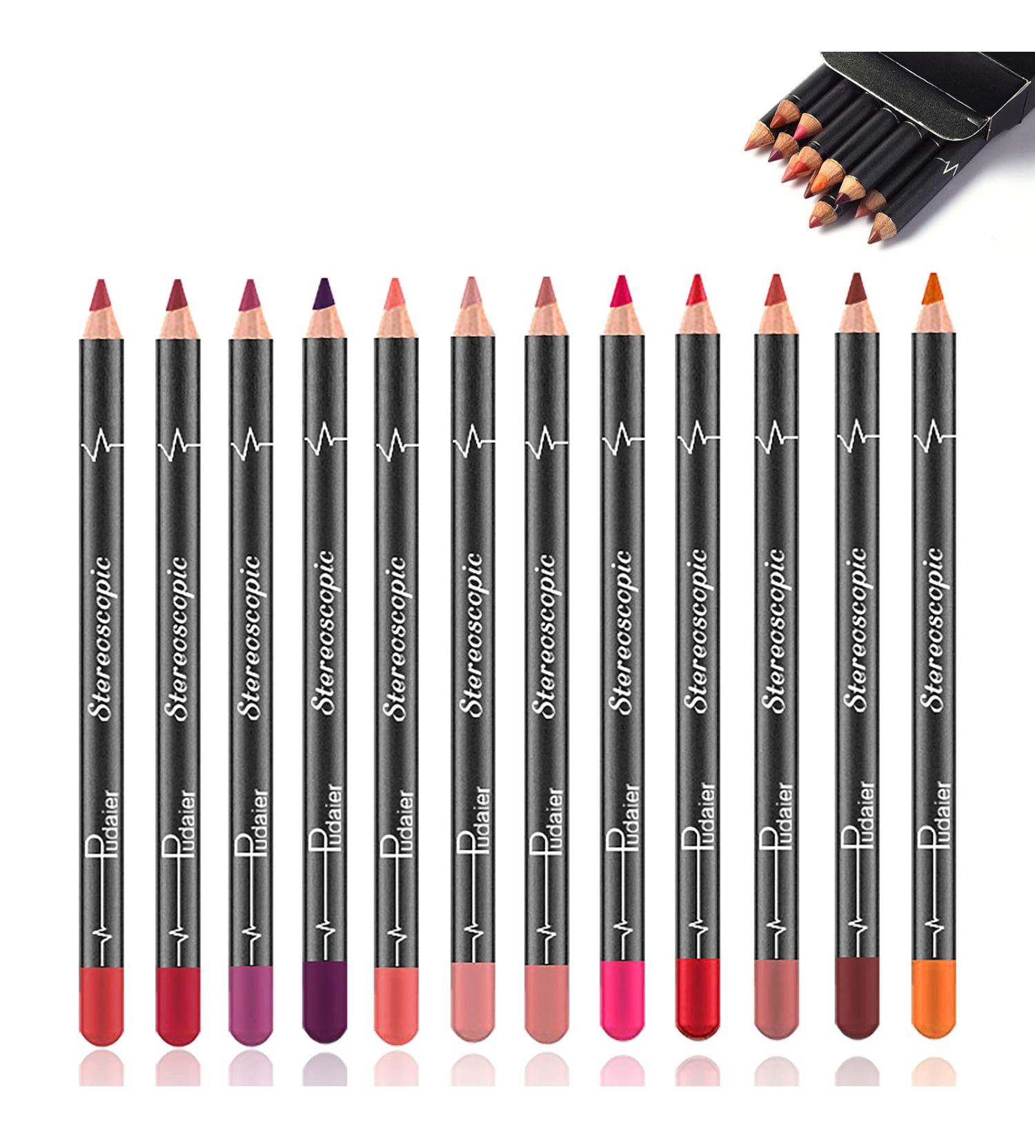 12-Piece Matte Waterproof Lip Liner Pencil Set - Long Lasting Lip Contour Shaping Tool for Women - Assorted Colors for Versatile Makeup Looks - Buy Online on SooperMarket.com