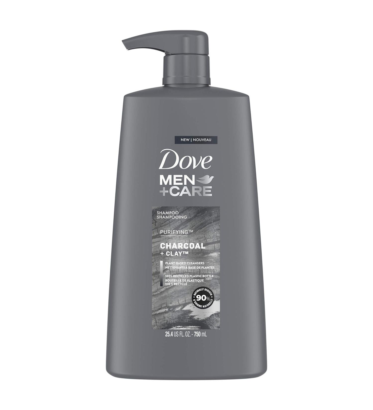 Dove Men+Care Charcoal + Clay Shampoo for Healthy Hair | 25.4 oz | Naturally Derived Plant-Based Cleanser - International Shipping Available - Buy Online on SooperMarket.com