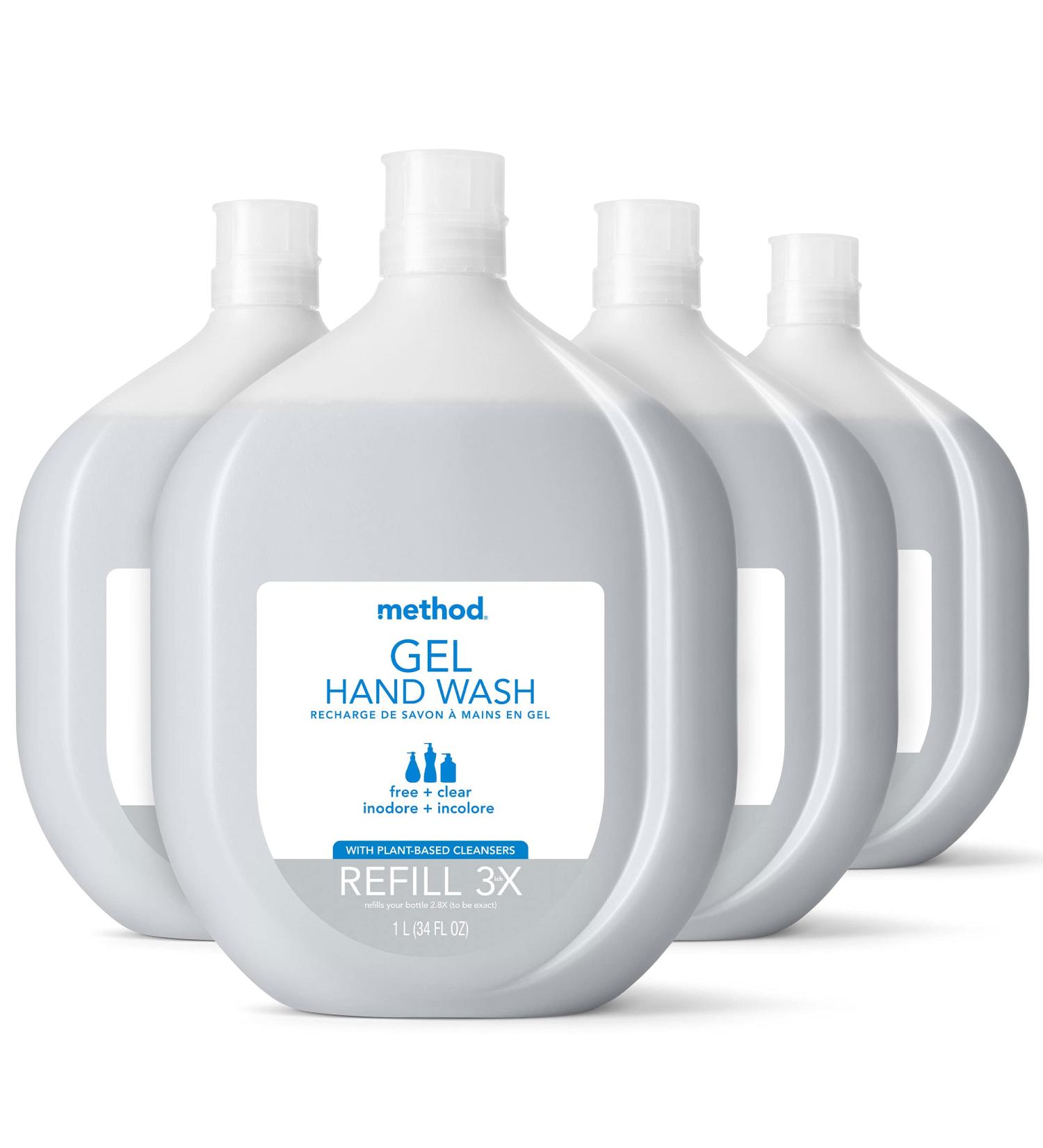 Method Gel Hand Soap Refill 34 oz - Pack of 4 | Free + Clear | Recyclable Bottle | 136 Fl Oz Total - Buy Online on SooperMarket.com
