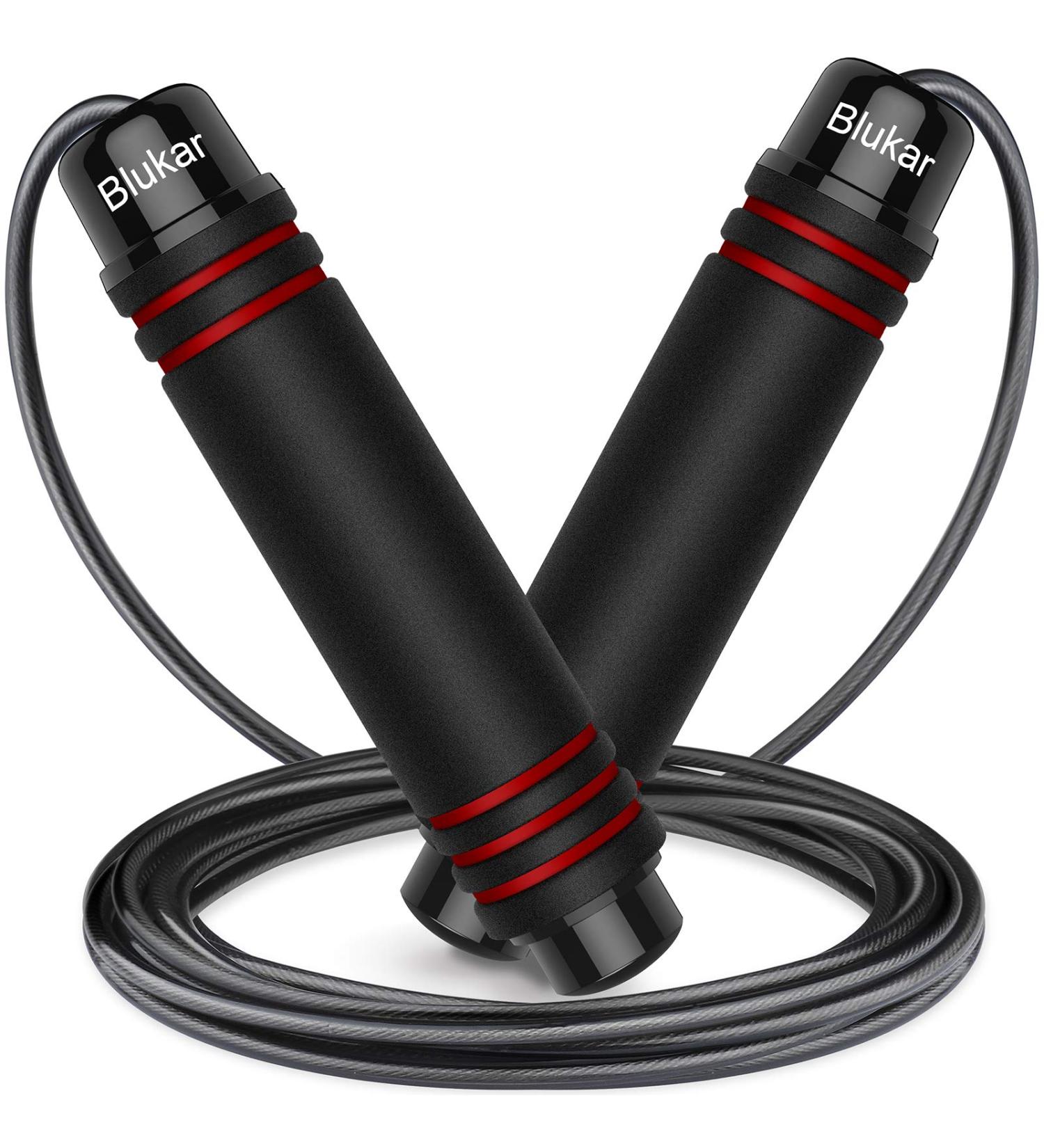 Bluchar Adjustable Speed Jump Rope - Foam Handles for Comfort | Ideal for Fitness & Endurance - Perfect for Kids & Adults - Red - Buy Online on SooperMarket.com