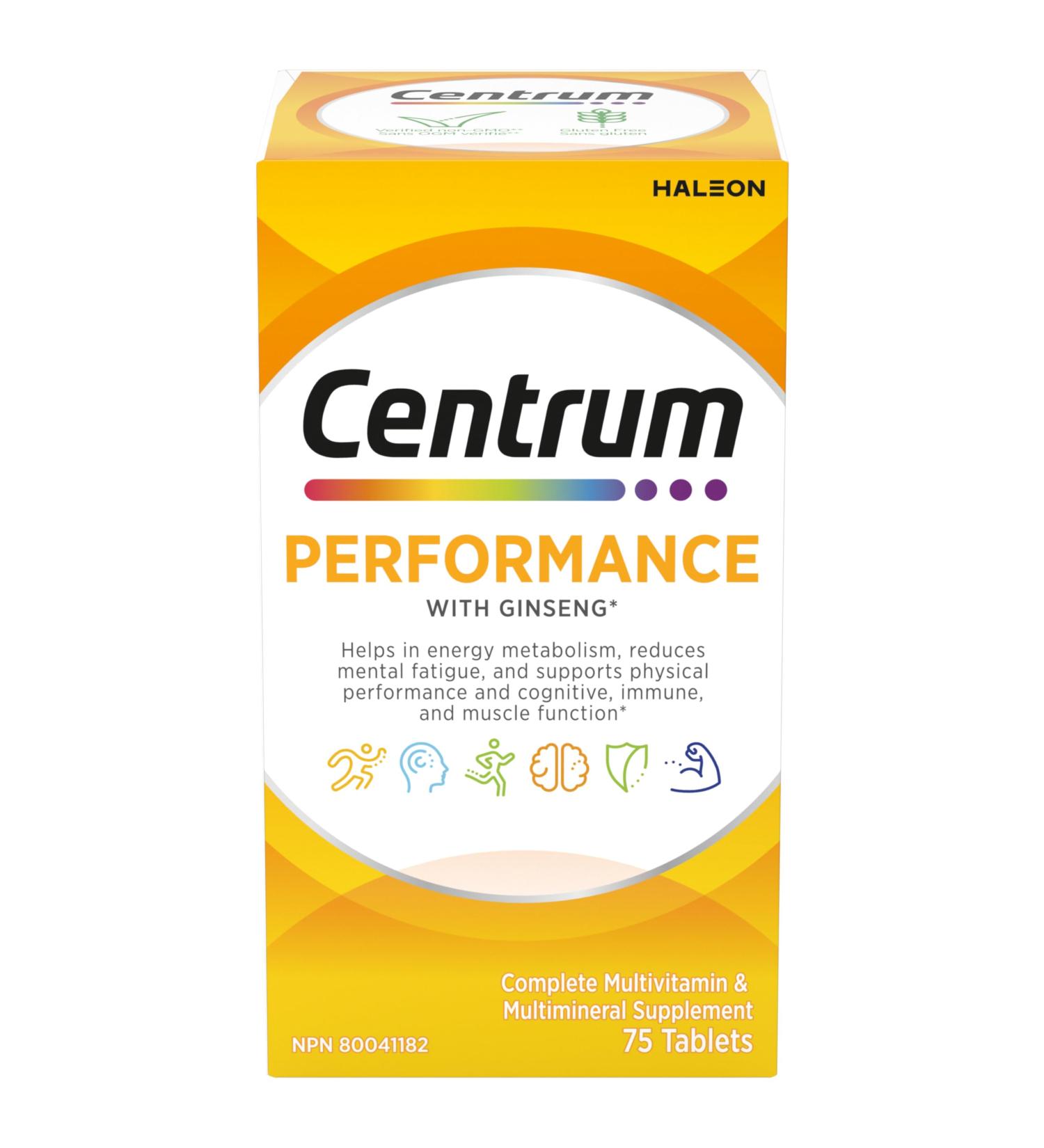 Centrum Performance Multivitamins/Minerals Supplement for Men & Women with Ginseng for Energy 75 Tablets (Packaging May Vary) - Buy Online on SooperMarket.com