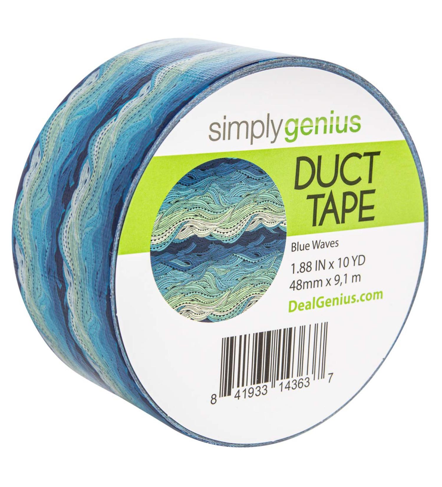 Pattern Duct Tape Heavy Duty - Colorful Craft Supplies for DIY Projects - Blue Waves Design - 1.8 in x 10 Yards Roll - Buy Online on SooperMarket.com
