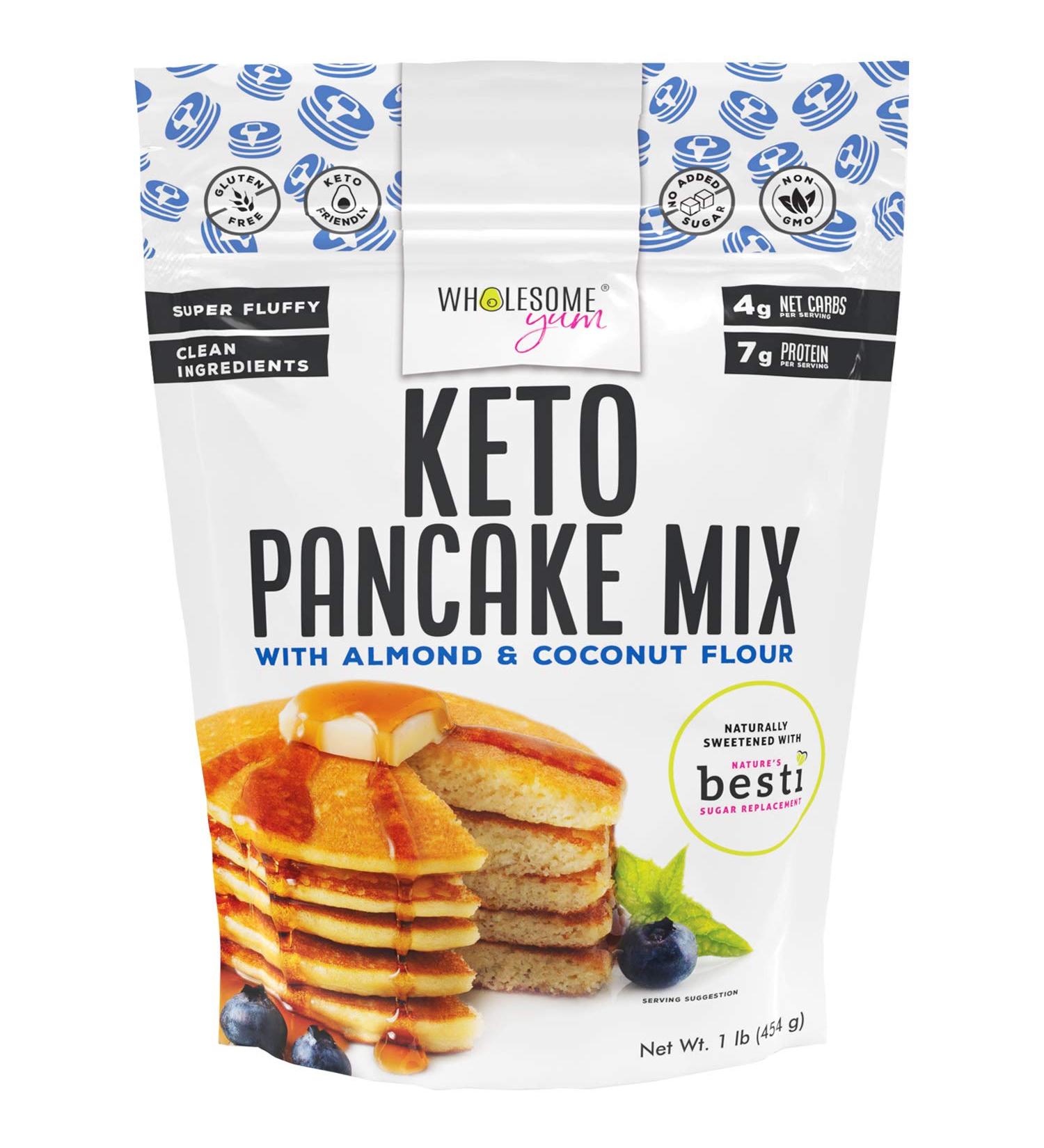 Wholesome Yum Keto Pancake Mix - Low Carb Almond Flour Pancakes - Non GMO, Gluten-Free, Grain-Free (16 oz) - Buy Online on SooperMarket.com