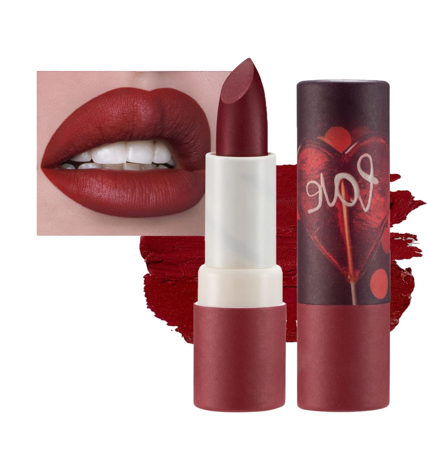 Velvet Dark Red Long Lasting Lipstick - Waterproof, High Coverage Lip Color for Women - Buy Online on SooperMarket.com
