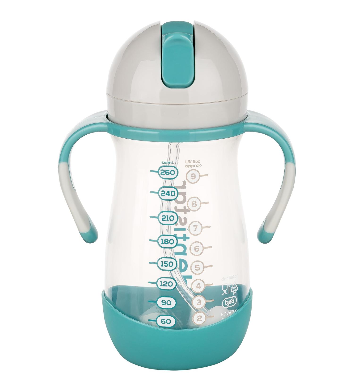 DentiStar Strohhalmbecher 260 ml - Baby Bottle with Dynamic Straw for 6 Months+ | Anti-Slip Design & Cleaning Brush | BPA Free Mint - International Shipping Available - Buy Online on SooperMarket.com
