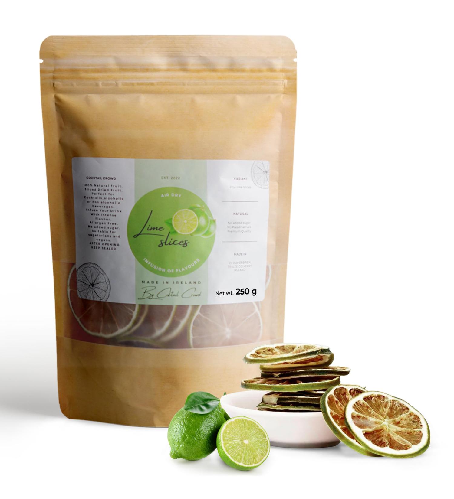 Dried Lime Slices for Cocktails - Sugar-Free Citrus Garnish (250g) - Buy Online on SooperMarket.com