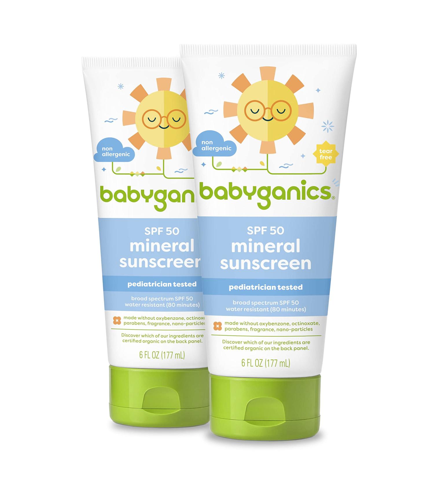 Babyganics SPF 50 Baby Sunscreen Lotion 6 fl oz (Pack of 2) | UVA UVB Protection | Water Resistant & Non-Allergenic - Buy Online on SooperMarket.com