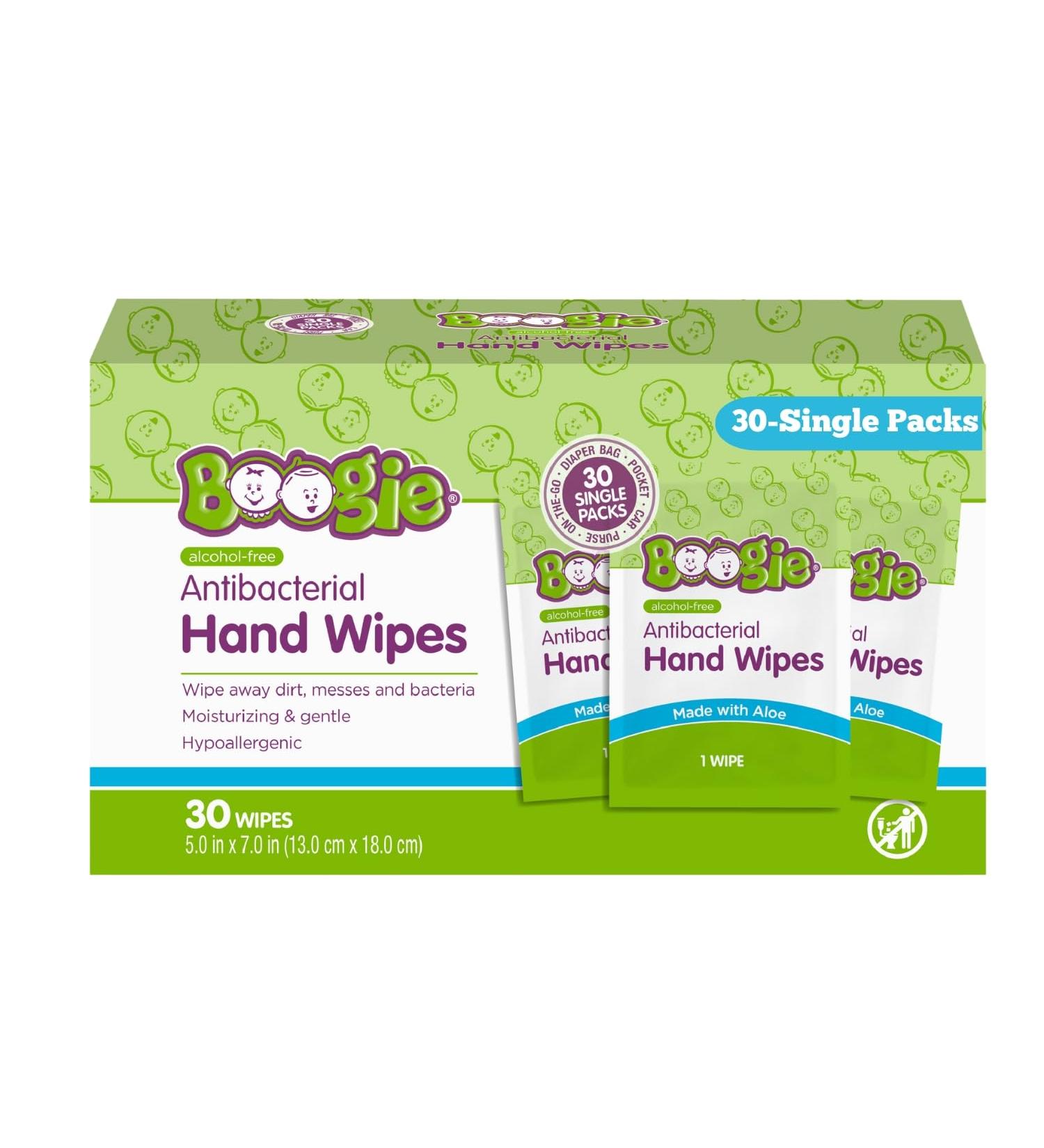 Boogie Wipes Hand Sanitizer Wipes - Alcohol-Free, Hypoallergenic Moisturizing Aloe - 30 Wipes (Pack of 1) - Buy Online on SooperMarket.com