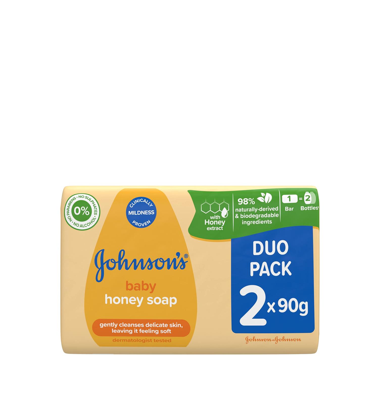 Johnson's Baby Honey Soap Duo Pack - Gentle 2 x 90g | International Shipping Available - Buy Online on SooperMarket.com