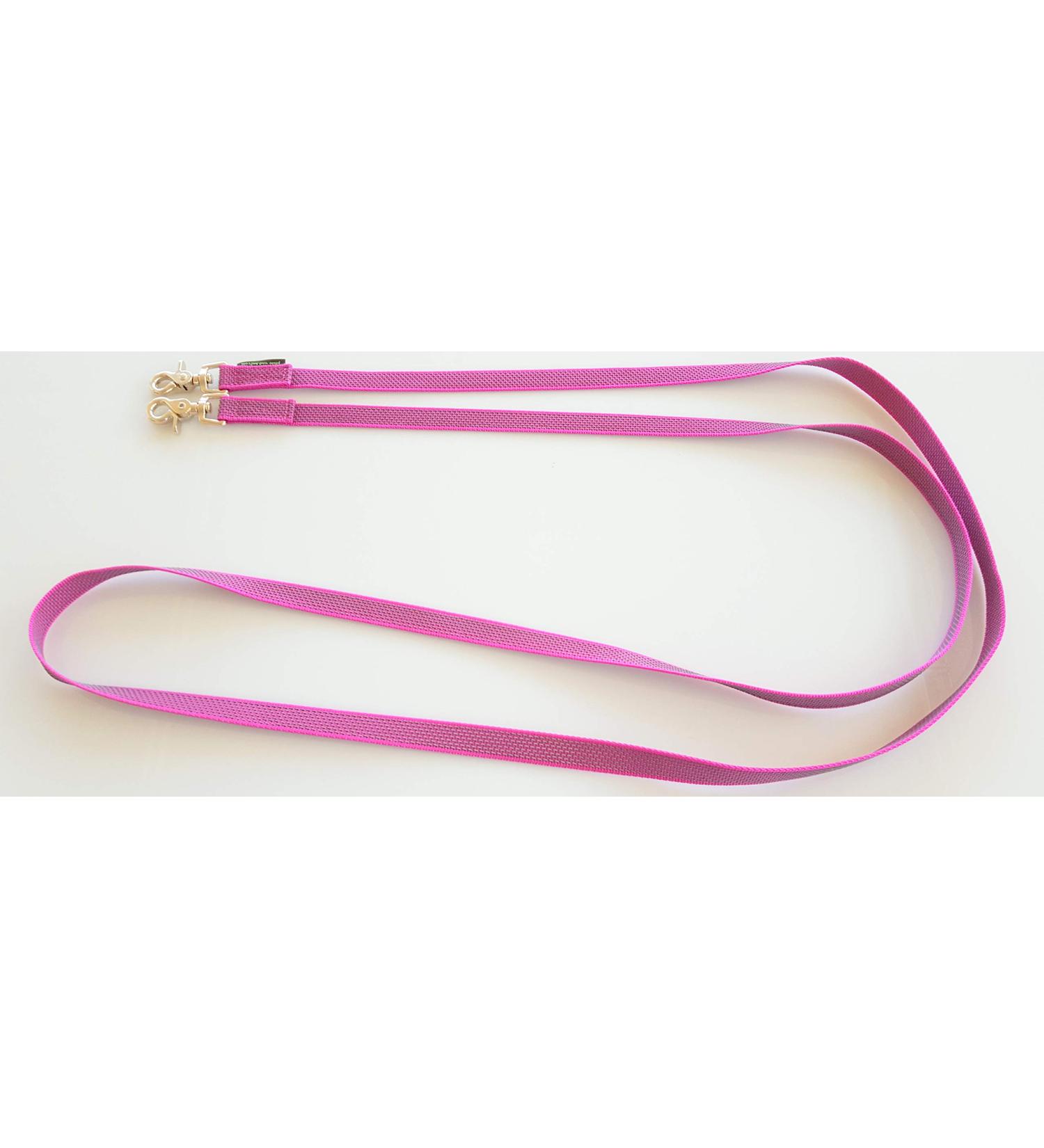 elropet rubberized reins with rein hooks silver rubber reins fuchsia Shetty - WB extra 2.80m VB/WB