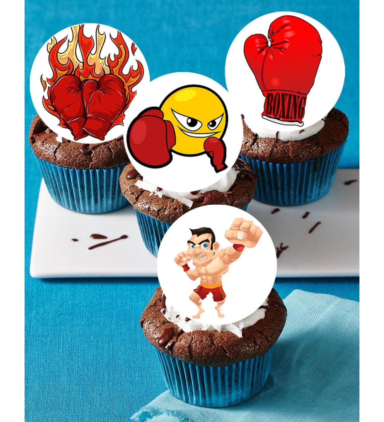24 x Pre-Cut Boxing 5 Edible Stand up Wafer Paper Cupcake Toppers Cake Decorations Birthday Party Sport Martial Art - Buy Online on SooperMarket.com