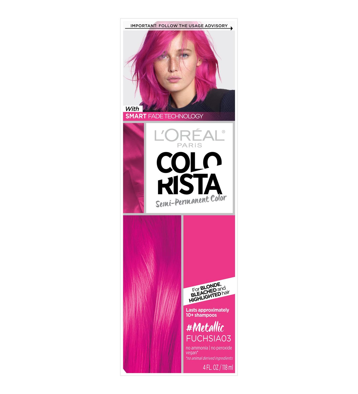 L'Oreal Paris Colorista Metallic Pink Hair Color Kit for Light Blonde or Bleached Hair - Buy Online on SooperMarket.com