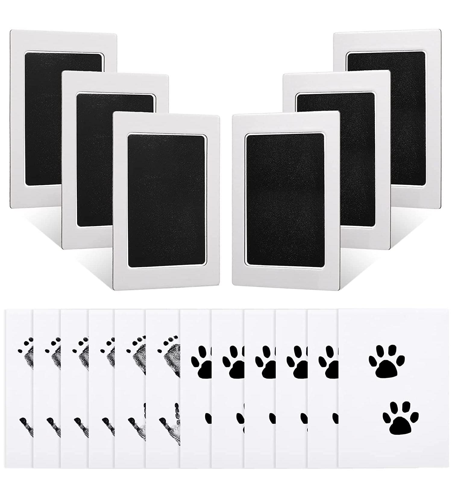 Baby Inkless Handprint and Footprint Pet Paw Print Kit 6 Black Handprint Ink Pads Hand and Foot Stamp with 12 Imprint Cards for Family Baby Keepsake Gift - Buy Online on SooperMarket.com