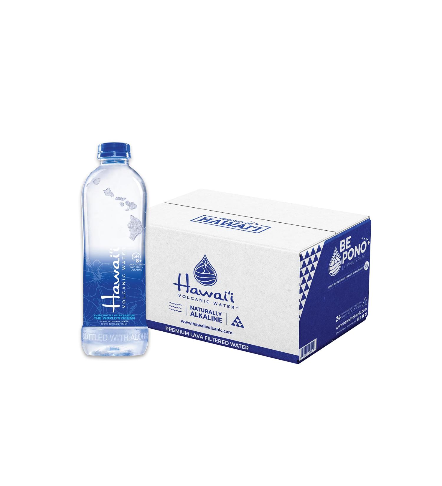 Hawaii Volcanic Water 24-Pack - Naturally Alkaline PH8+ 100% Recycled Bottle Sustainably Sourced - 500 ML (16.9 Fl Oz - Buy Online on SooperMarket.com