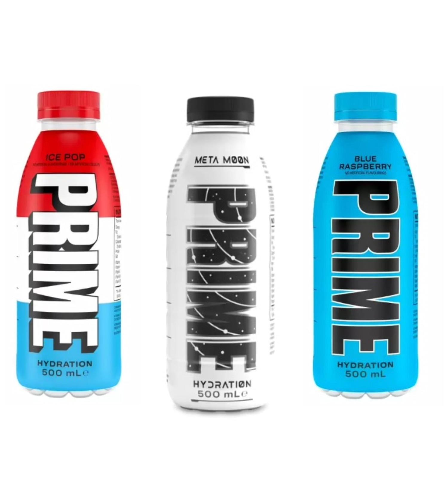 Ellies Jellies PRIME Hydration Ice Pop + Meta Moon + Blue Raspberry Bundle Of 3 Bottles