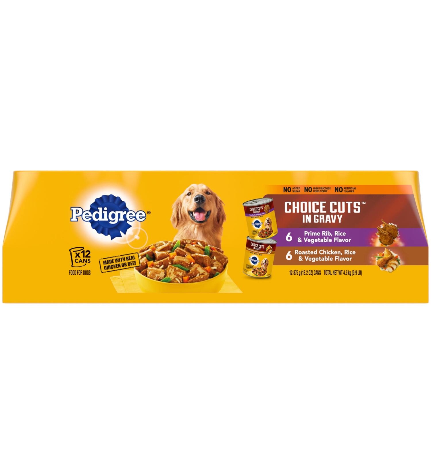 Pedigree Adult & Small Breed Wet Dog Food 12-Pack | Prime Rib & Chicken Gravy Cuts 13.2oz - Buy Online on SooperMarket.com