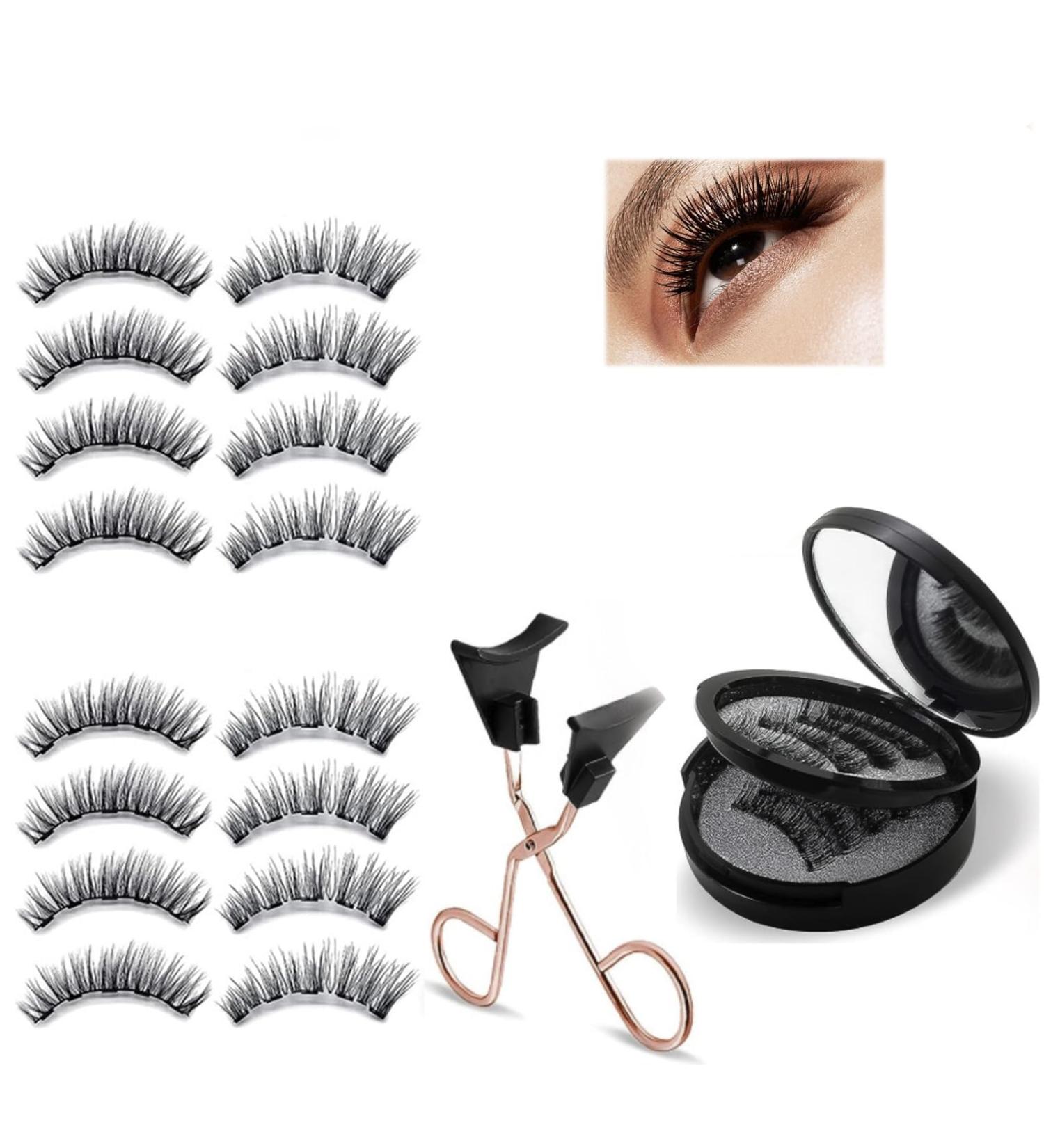 FunnAura 8Pairs Reusable Magnetic Eyelashes Natural Look Waterproof False Lashes Magnetic No Glue with Applicator(Black) - Buy Online on SooperMarket.com