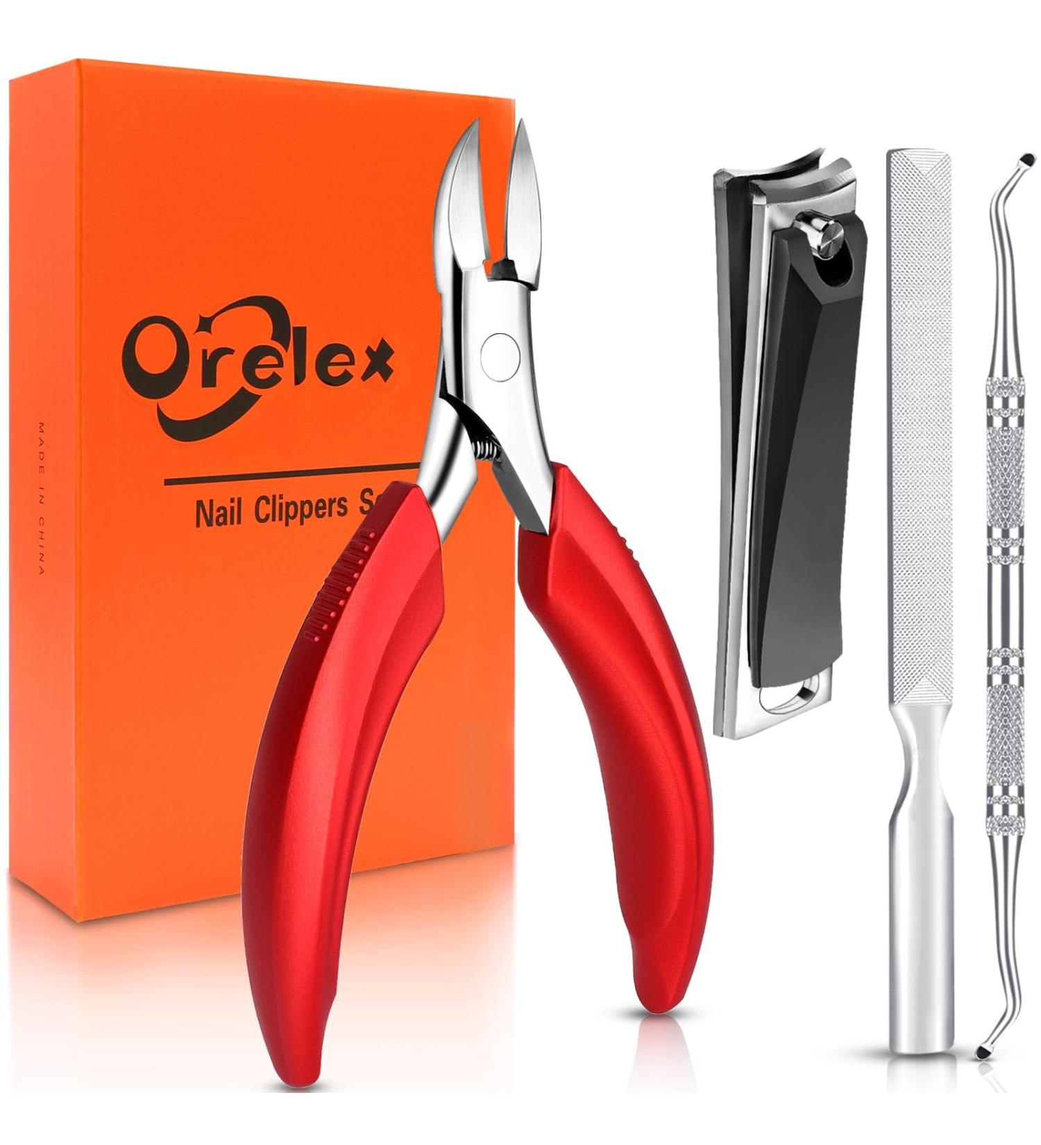 Orelex Nail Scissors & Cutters for Ingrown & Curly Nails - Ergonomic Stainless Steel Fingernail Clipper with Nail File - Professional Quality - Buy Online on SooperMarket.com