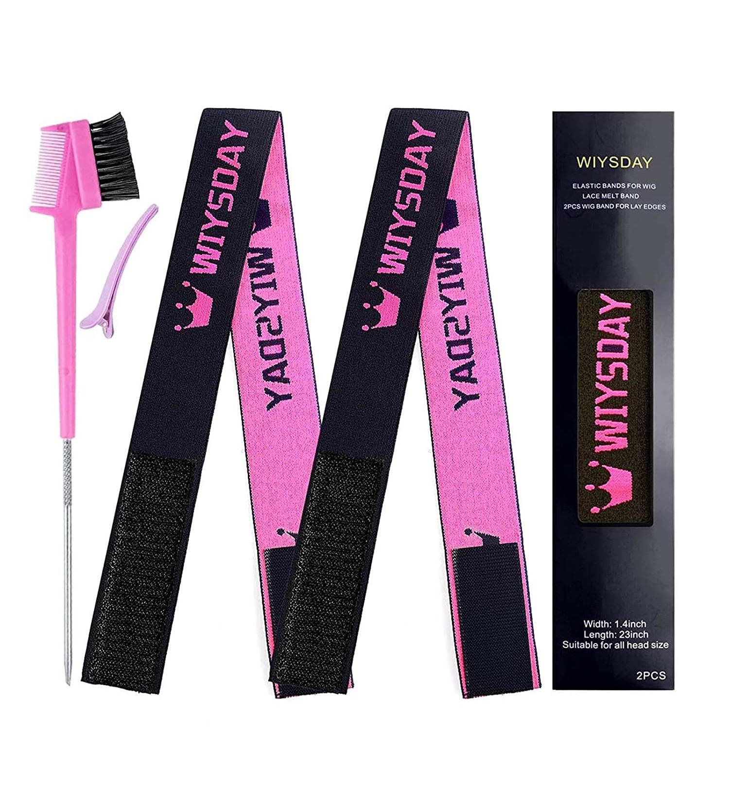 Wig Band Set for Melting Lace Wigs - 2PCS Black+Pink Edge Wraps for Lay Edges - Buy Online on SooperMarket.com