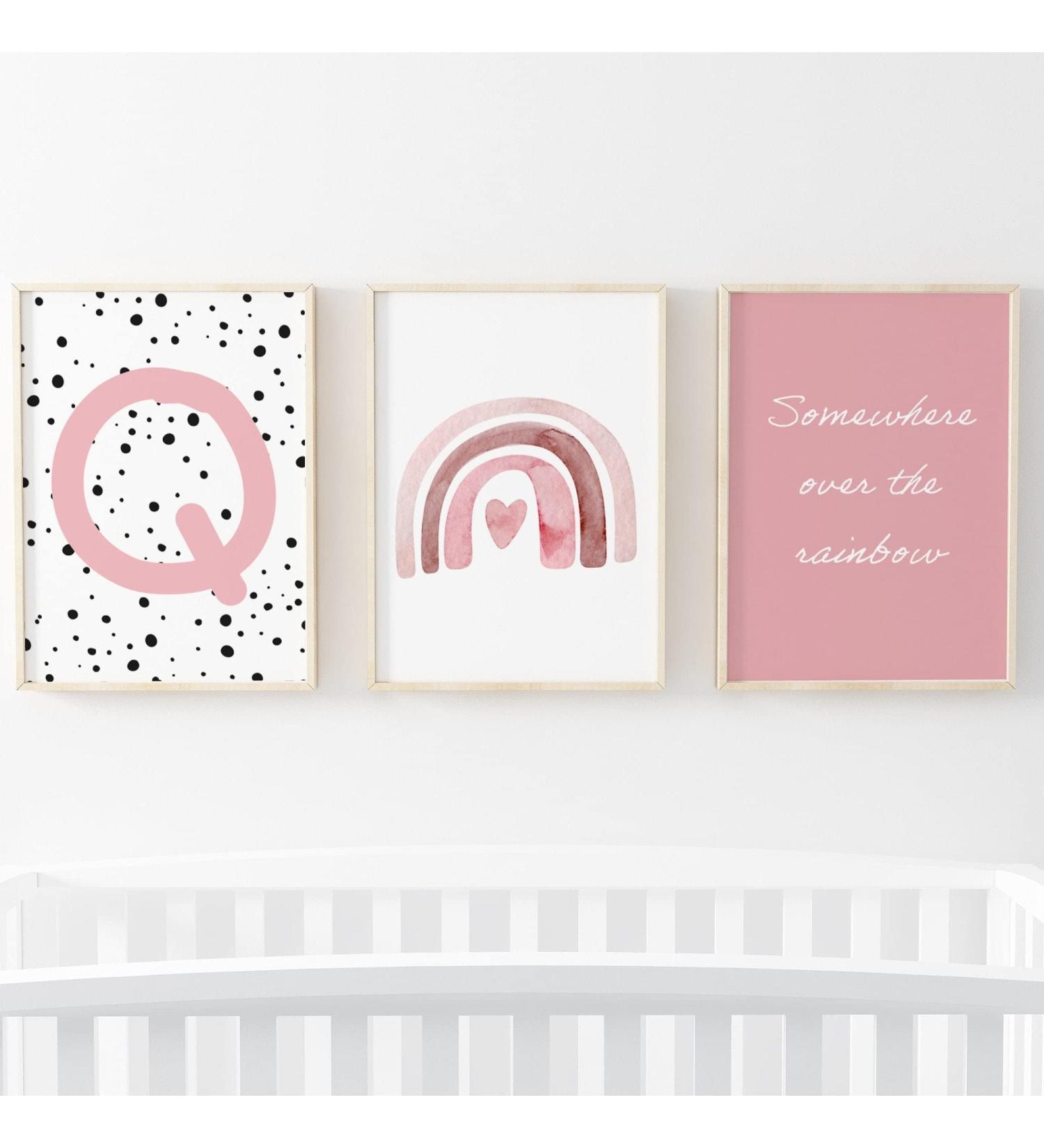 Pompom Prints Set of 3 Rainbow Nursery Girls Bedroom Decor - Scandi Boho Style for Playroom - 5x7 Inch Q - Buy Online on SooperMarket.com