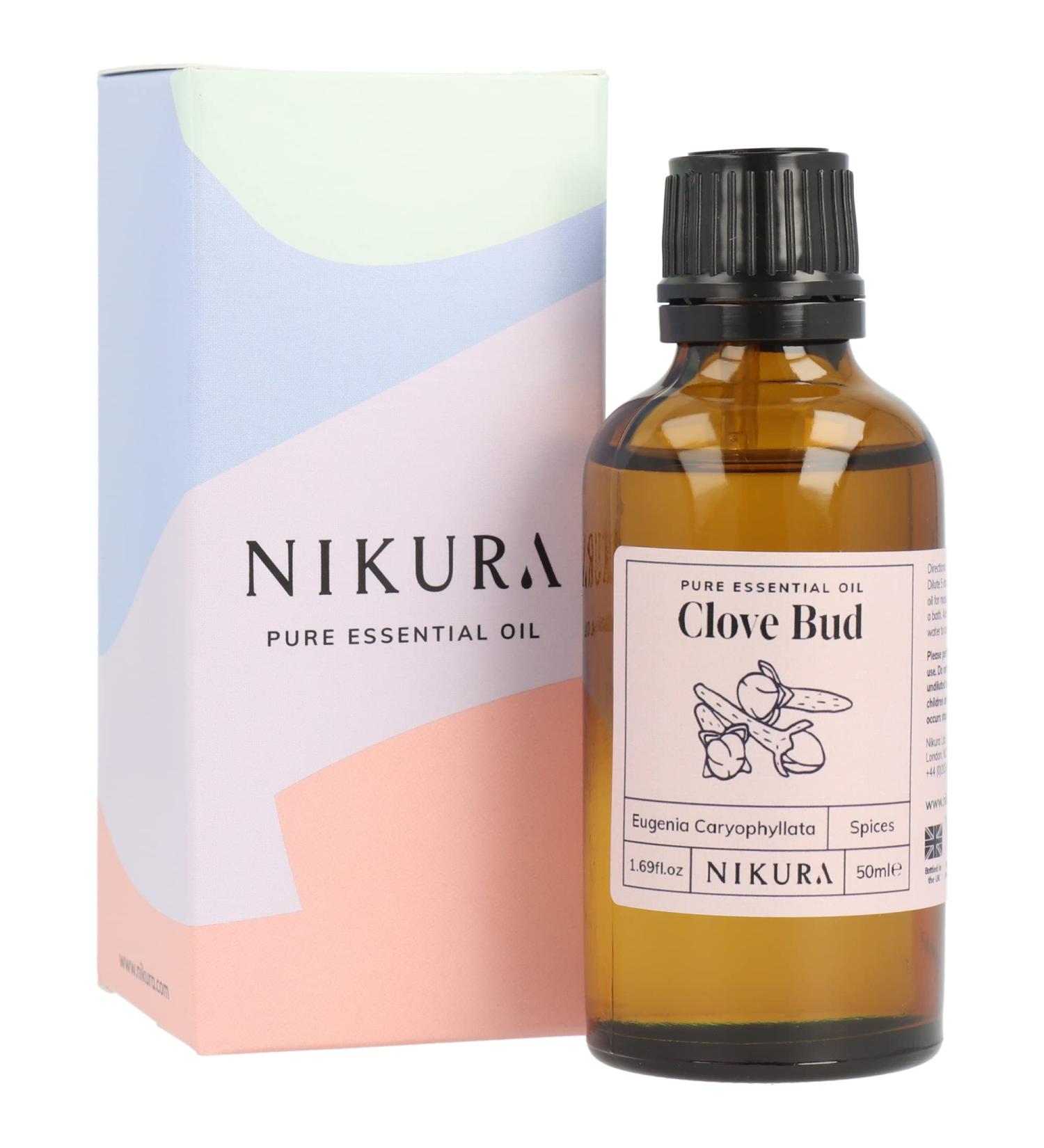 Nikura Clove Essential Oil 50ml - Natural Toothache & Pain Relief | Aromatherapy Diffuser | Self Care Cleaning | Vegan & UK Made - Buy Online on SooperMarket.com