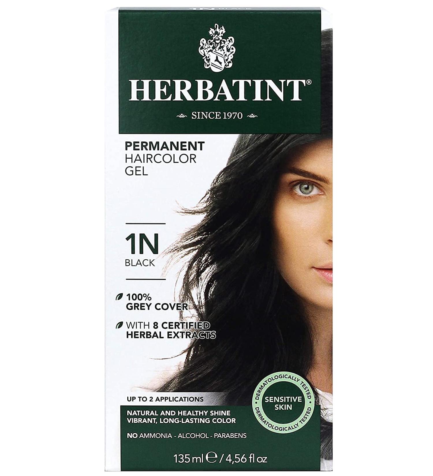 Herbatint 1N Black Permanent Herbal Hair Colour Gel - 135 mL | International Shipping Available - Buy Online on SooperMarket.com