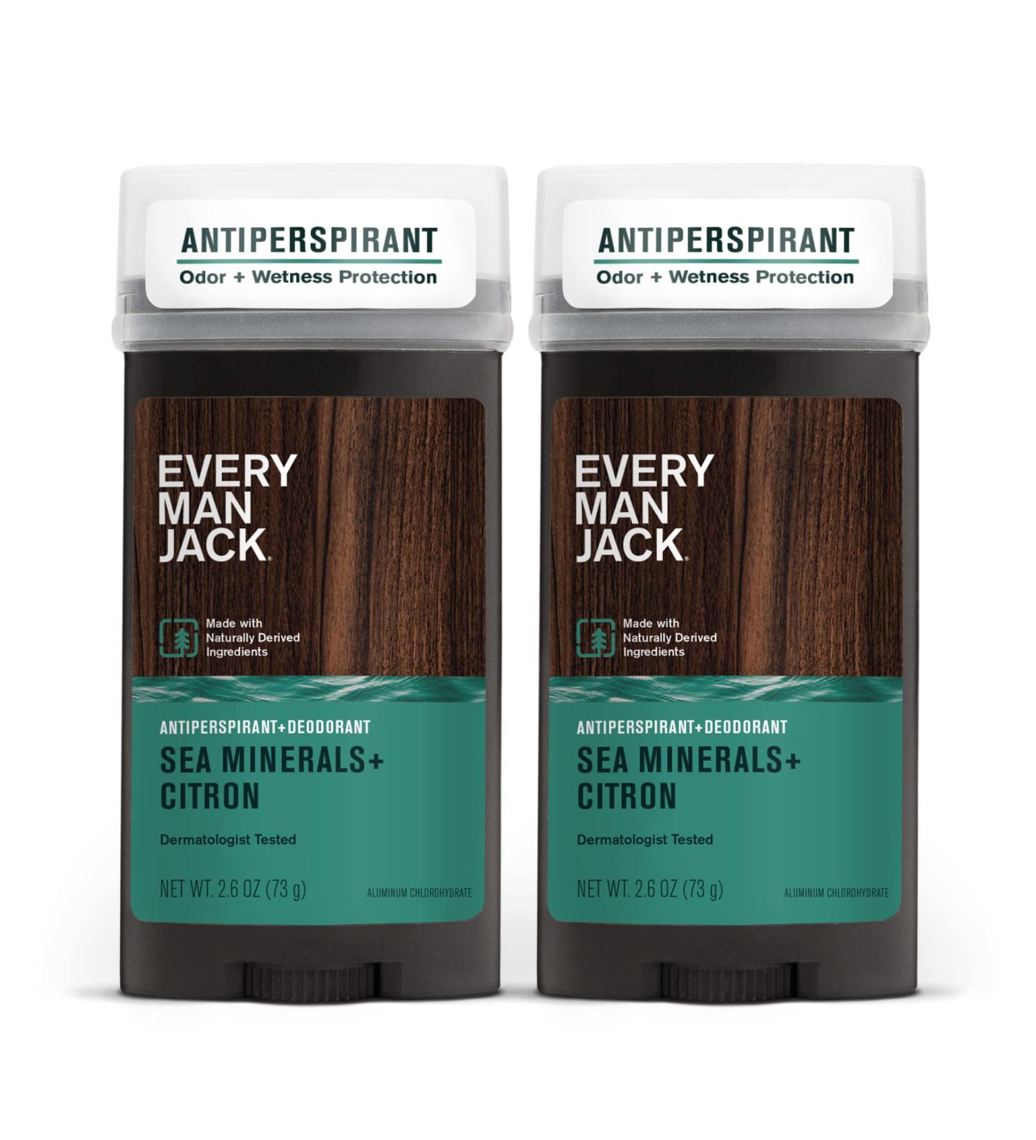 Every Man Jack Sea Minerals + Citron Men's Antiperspirant Deodorant - Long Lasting, Plant-Based Formula - 2.6 oz, 2 Pack - Buy Online on SooperMarket.com