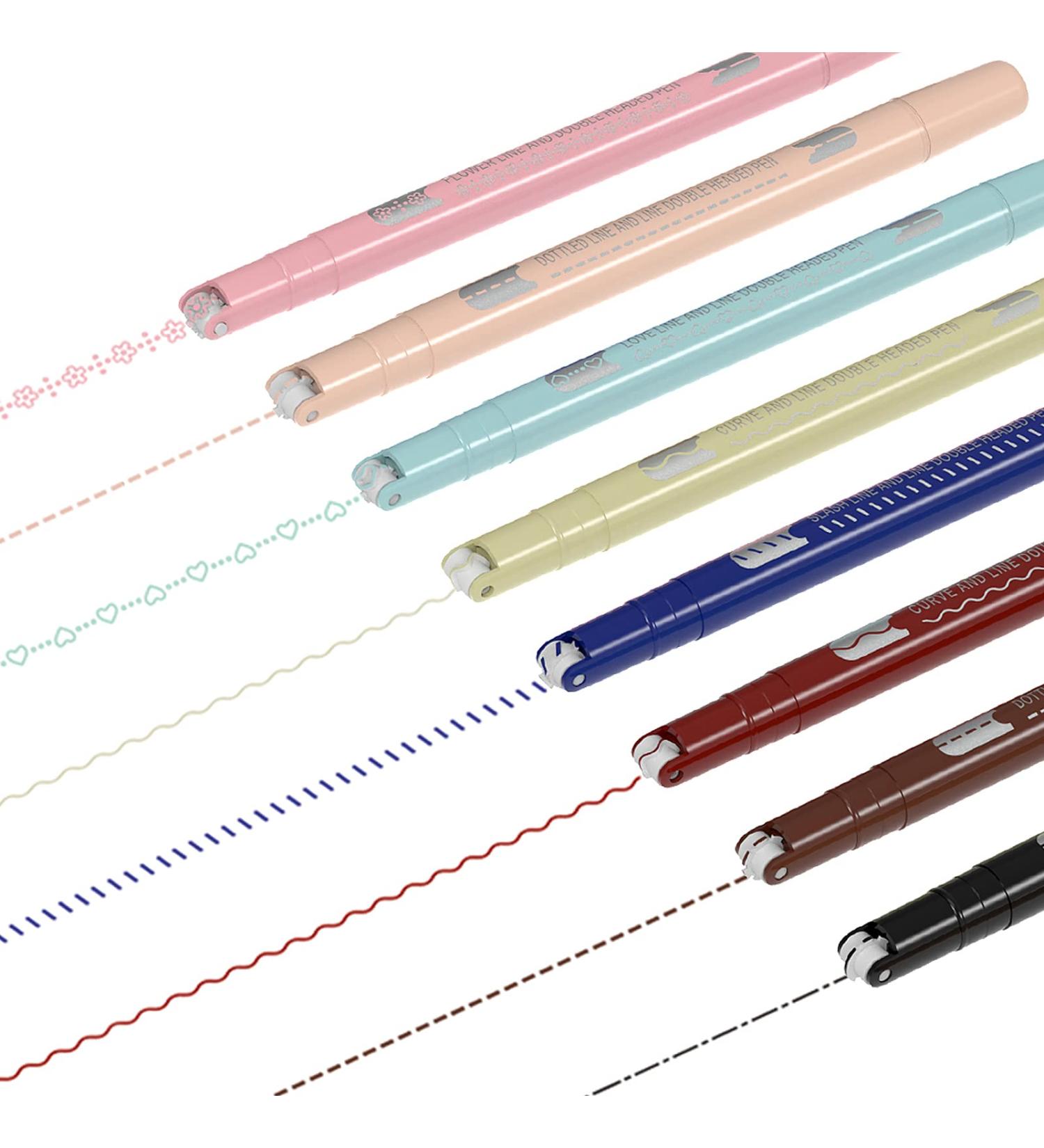 AECHY Colored Curve Dual Tip Pens - 6 Shapes, 8 Colors - Planner Journaling Drawing School Supplies - Curve + Fine Tips (8 pcs) - Buy Online on SooperMarket.com